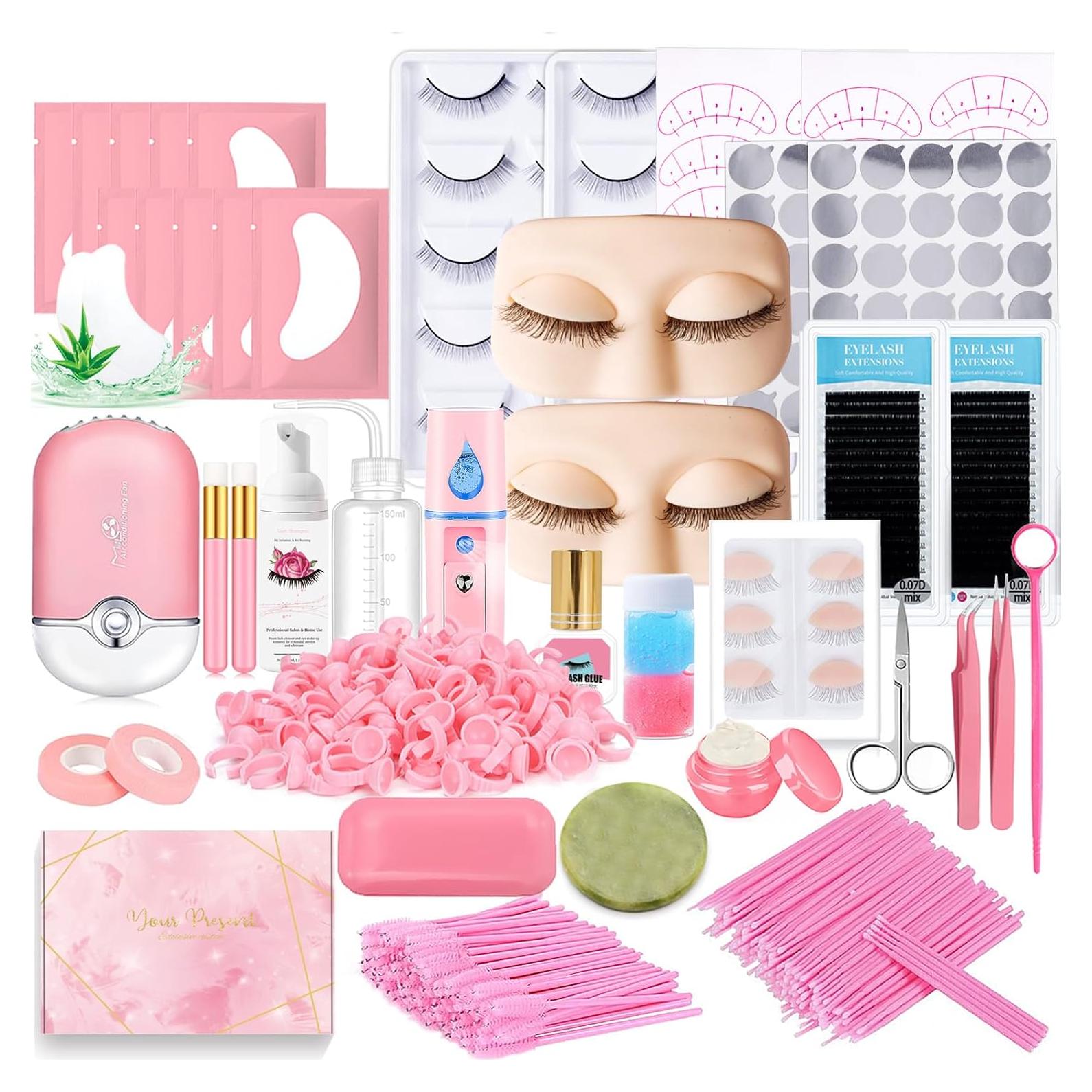 Kit de Extensión de Pestañas DNSGOOR para Principiantes 0.07D 8-15mm