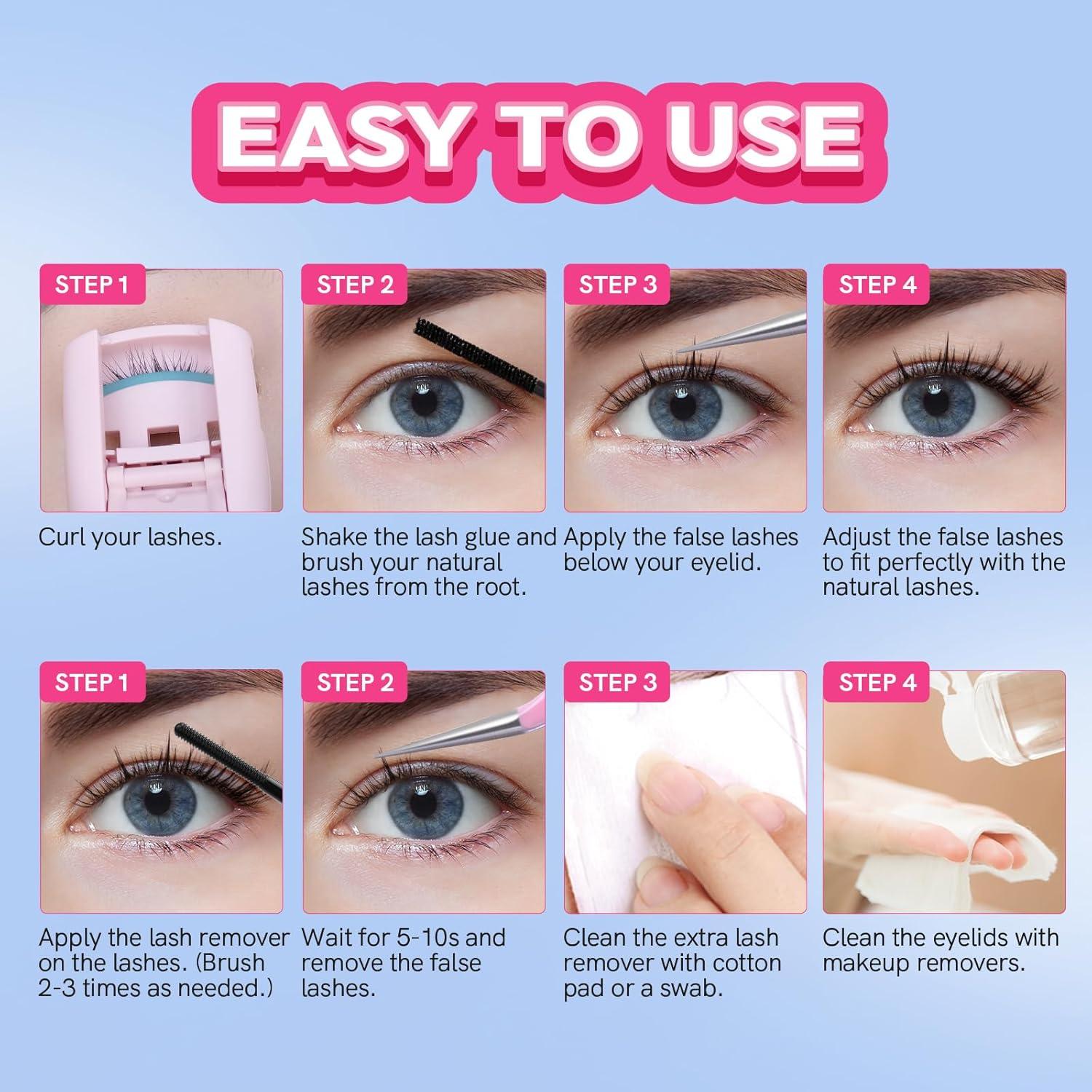 Kit de Pestañas Naturales MLEN DIARY 105 Pcs 10.5-13.5mm