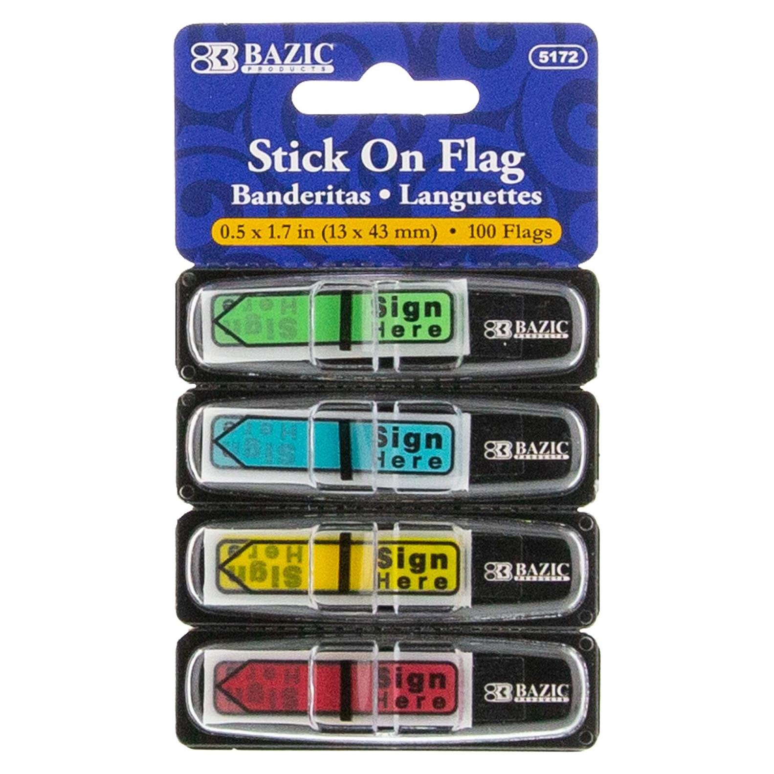 Marcadores de Página Neón BAZIC 24 Paquetes 100 Banderas