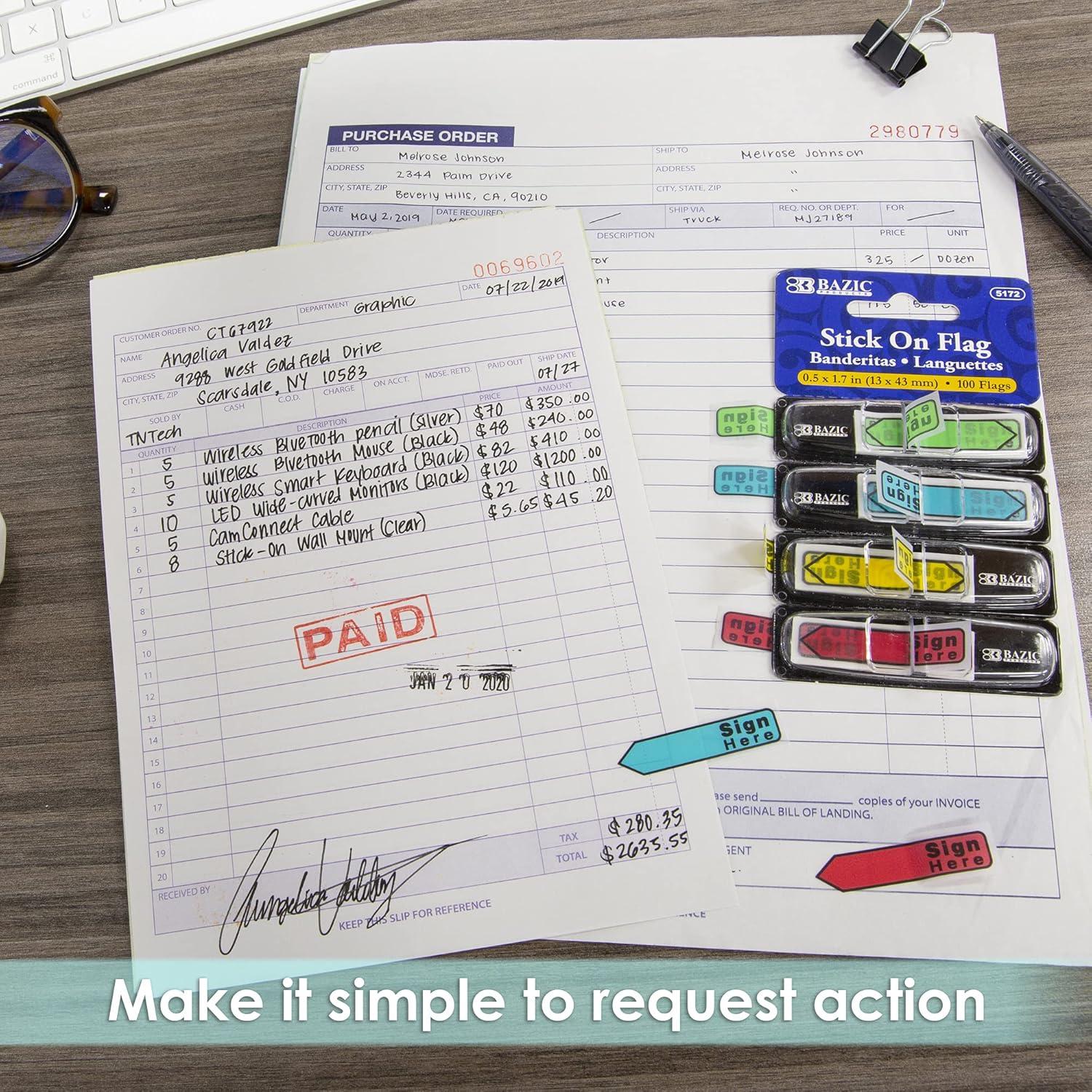 Marcadores de Página Neón BAZIC 24 Paquetes 100 Banderas