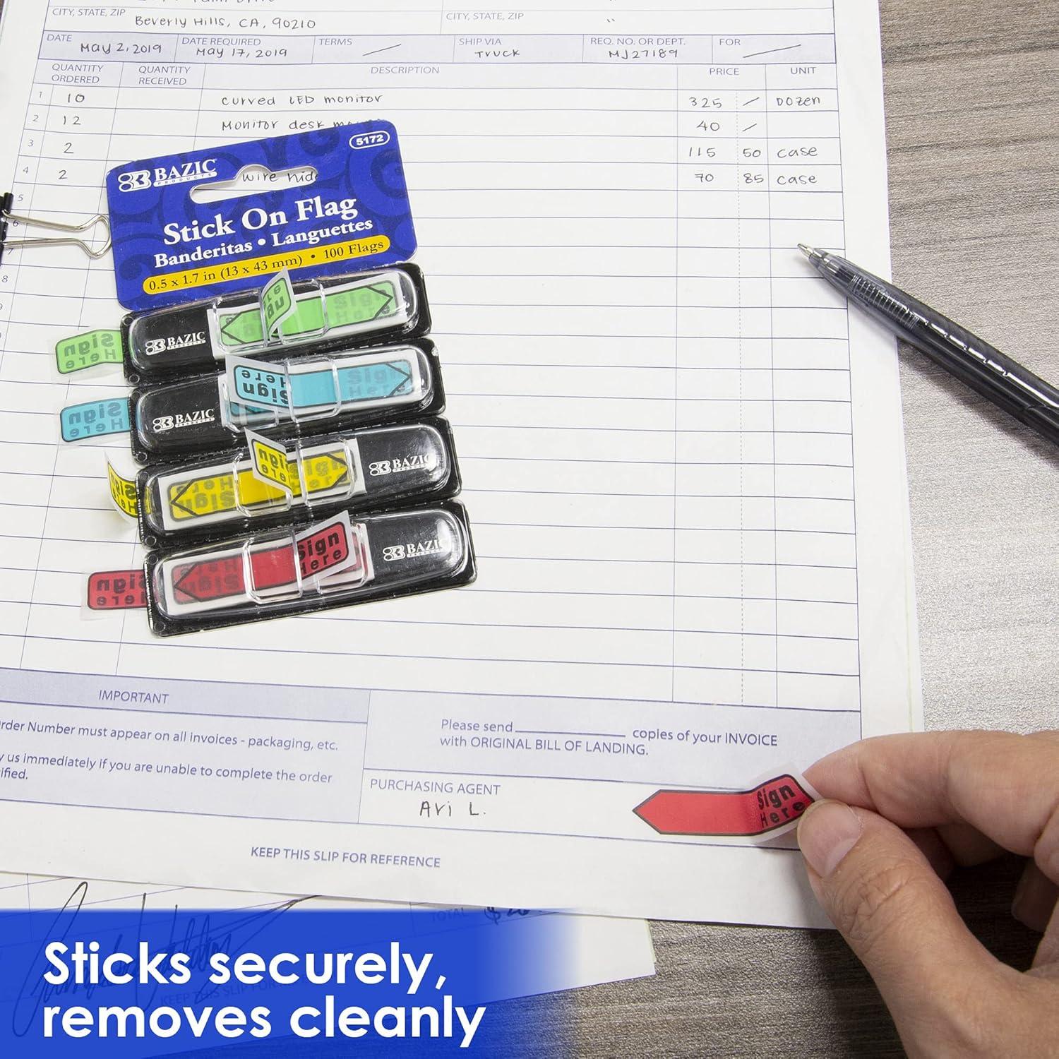 Marcadores de Página Neón BAZIC 24 Paquetes 100 Banderas