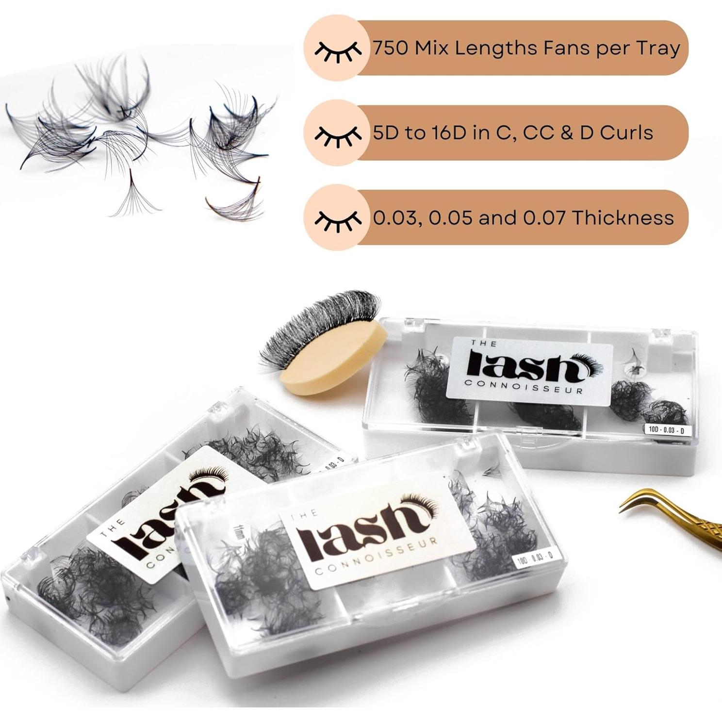 Pestañas Promade TLC 10D - D Curl 750 Fans 7 a 16 mm