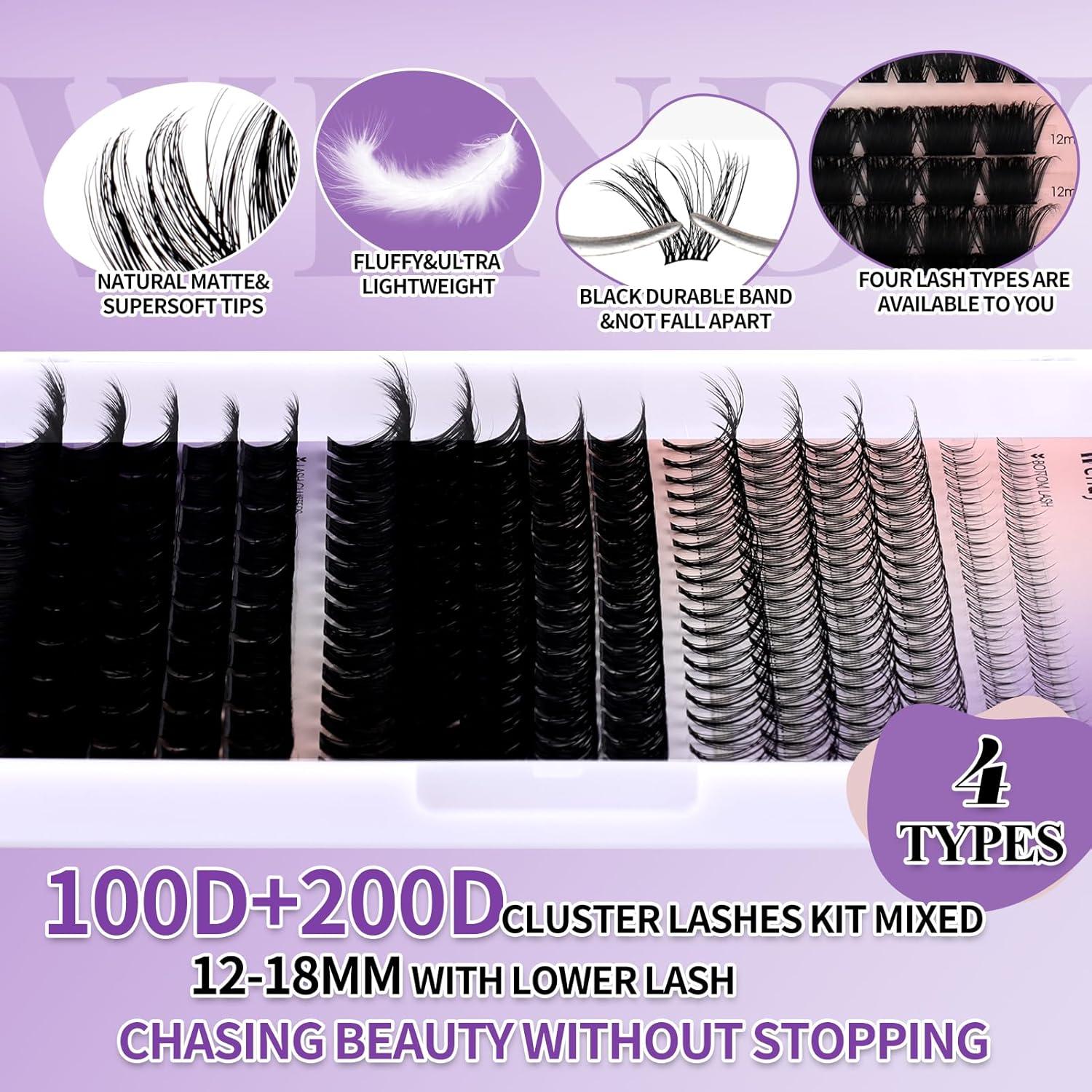 Grupos de Pestañas Inferiores y Superiores 356PCS Wendy Lashes