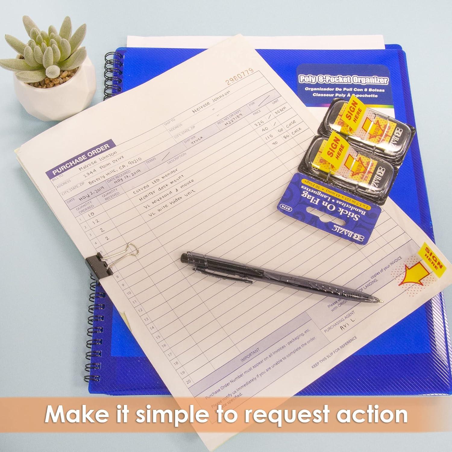 Marcadores de Página Neón BAZIC 24 Paquetes 50 Banderas