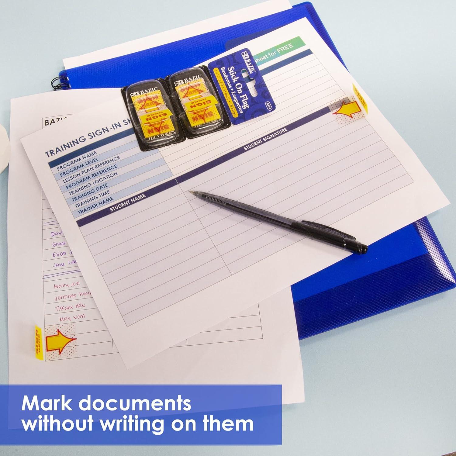 Marcadores de Página Neón BAZIC 24 Paquetes 50 Banderas