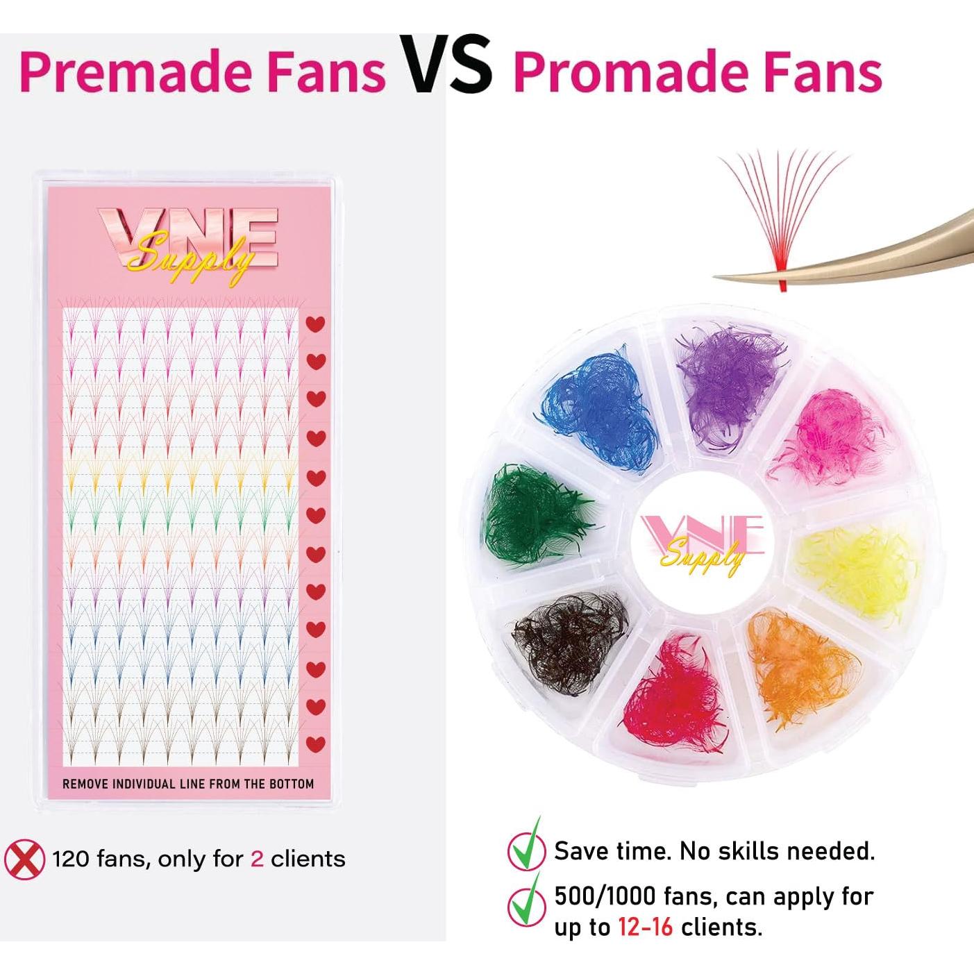 500 Piezas Extensiones de Pestañas VNE Supply 15mm 8D D Curl