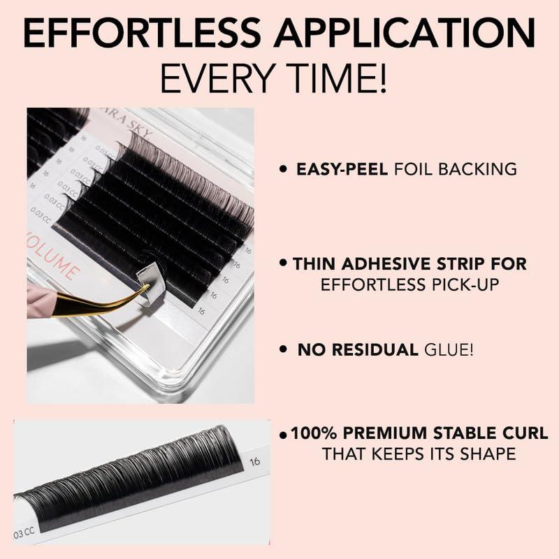 Extensiones de Pestañas de Volumen Kiara Sky 12mm CC - Cachemira Premium