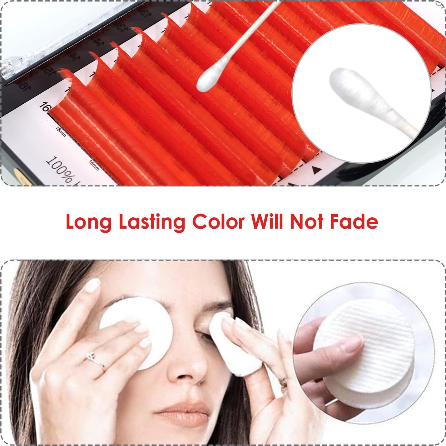 Extensiones de Pestañas de Color Naranja 9-16mm C Curl 0.07mm