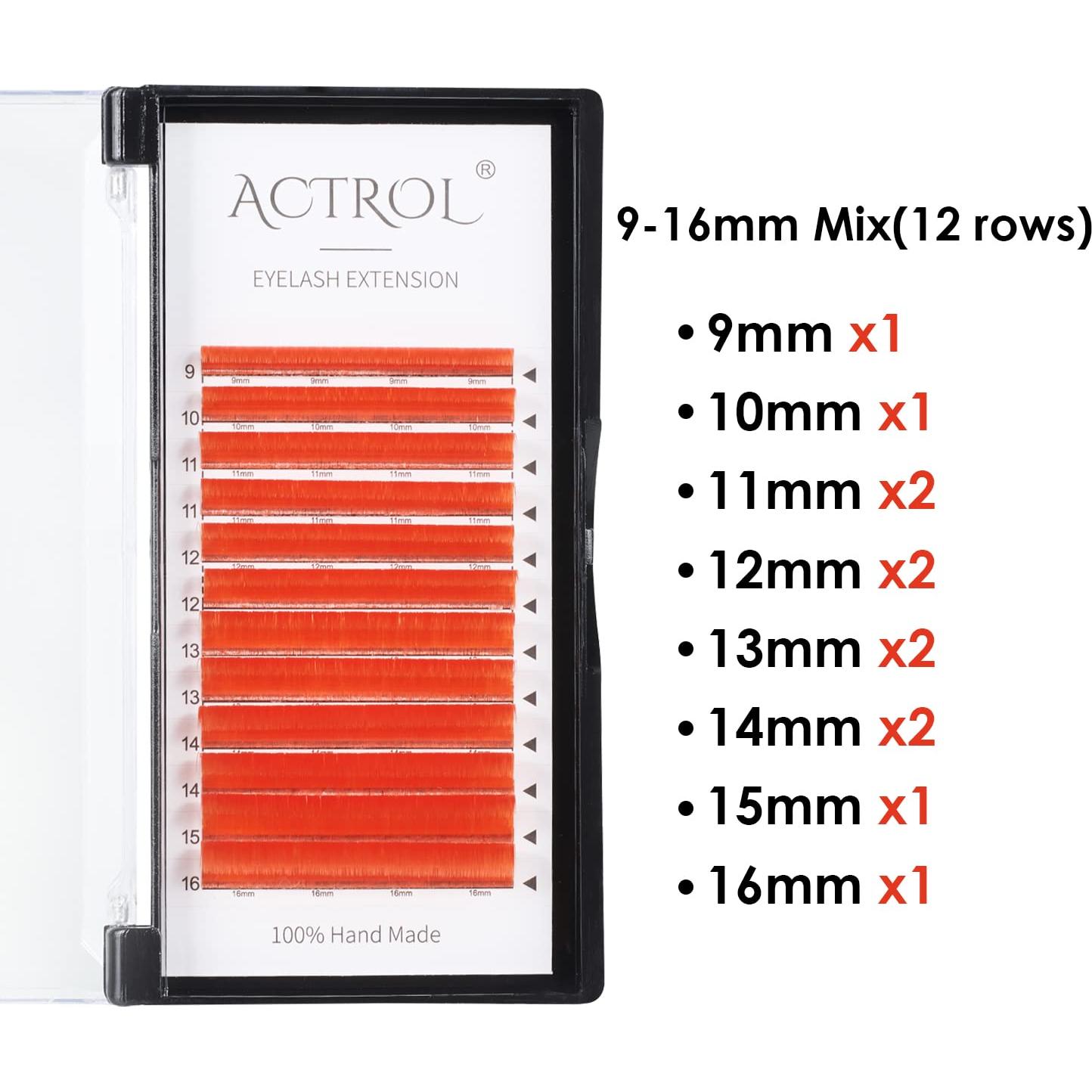 Extensiones de Pestañas de Color Naranja 9-16mm C Curl 0.07mm