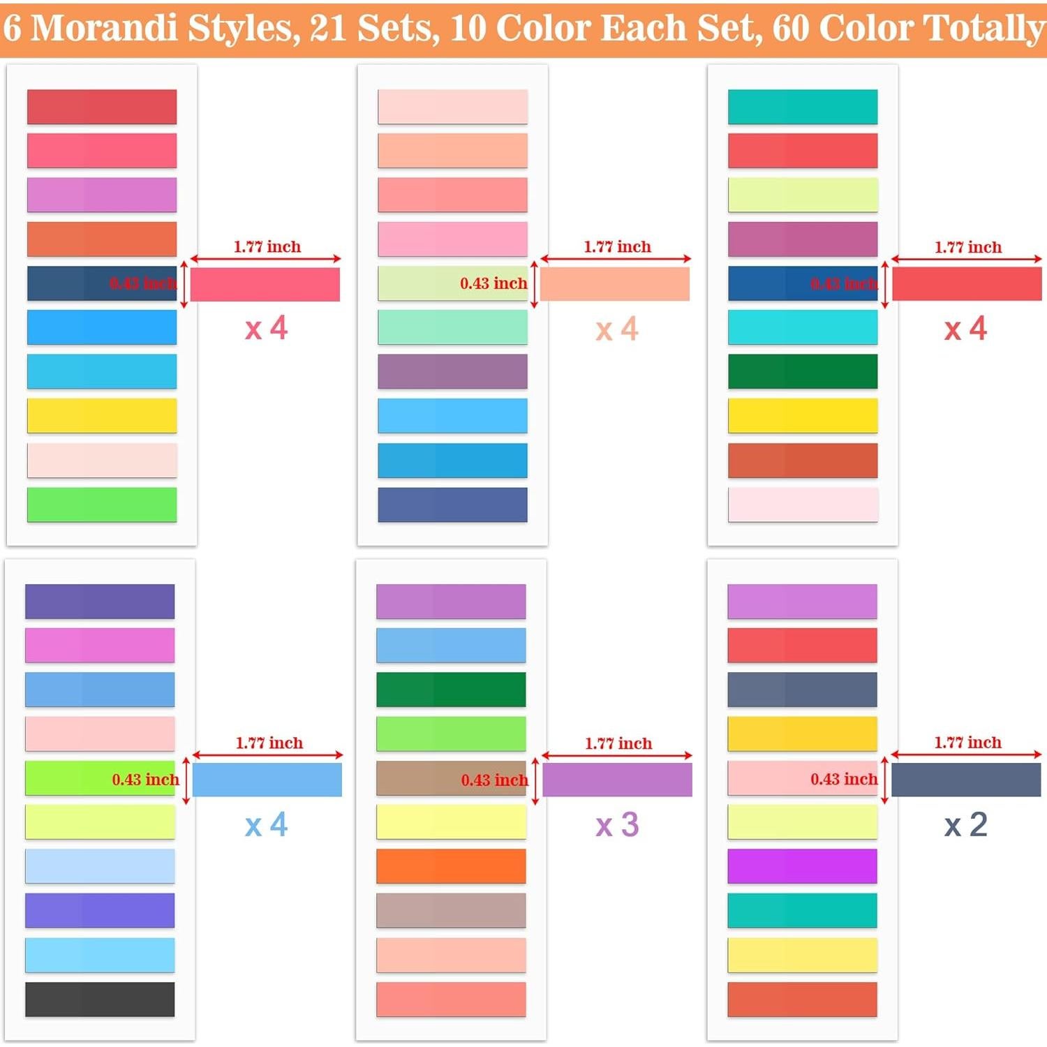 Pestañas Adhesivas SIQUK 4200 Piezas 1.1x4.5 cm Morandi