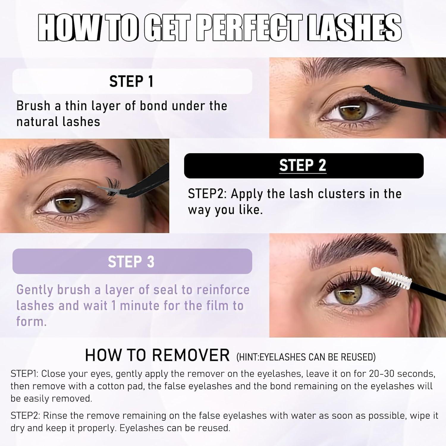 Racimos de Pestañas Autoadhesivas HKKHZZ 10-16mm Kit DIY