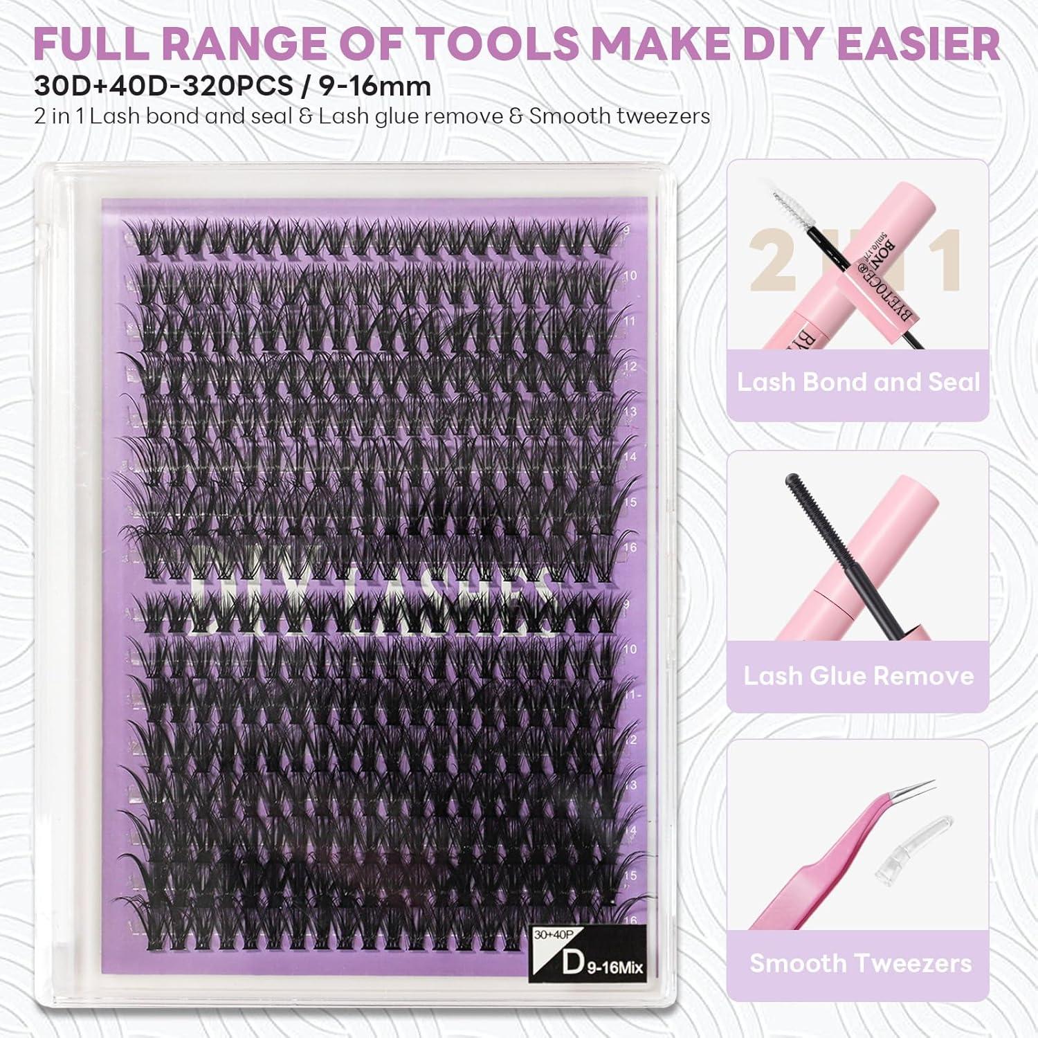 Kit de Extensión de Pestañas 320 Pcs BYETOCE 9-16MM Natural