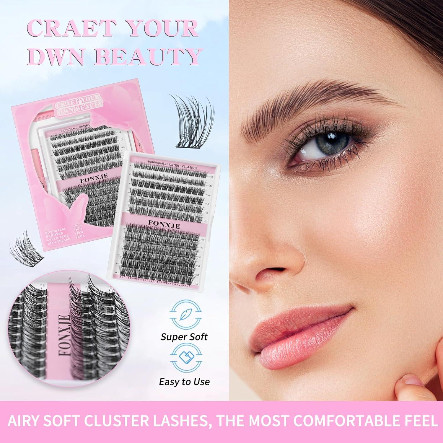 Kit de Extensión de Pestañas DIY FONXJE 240 Pestañas 10-18mm