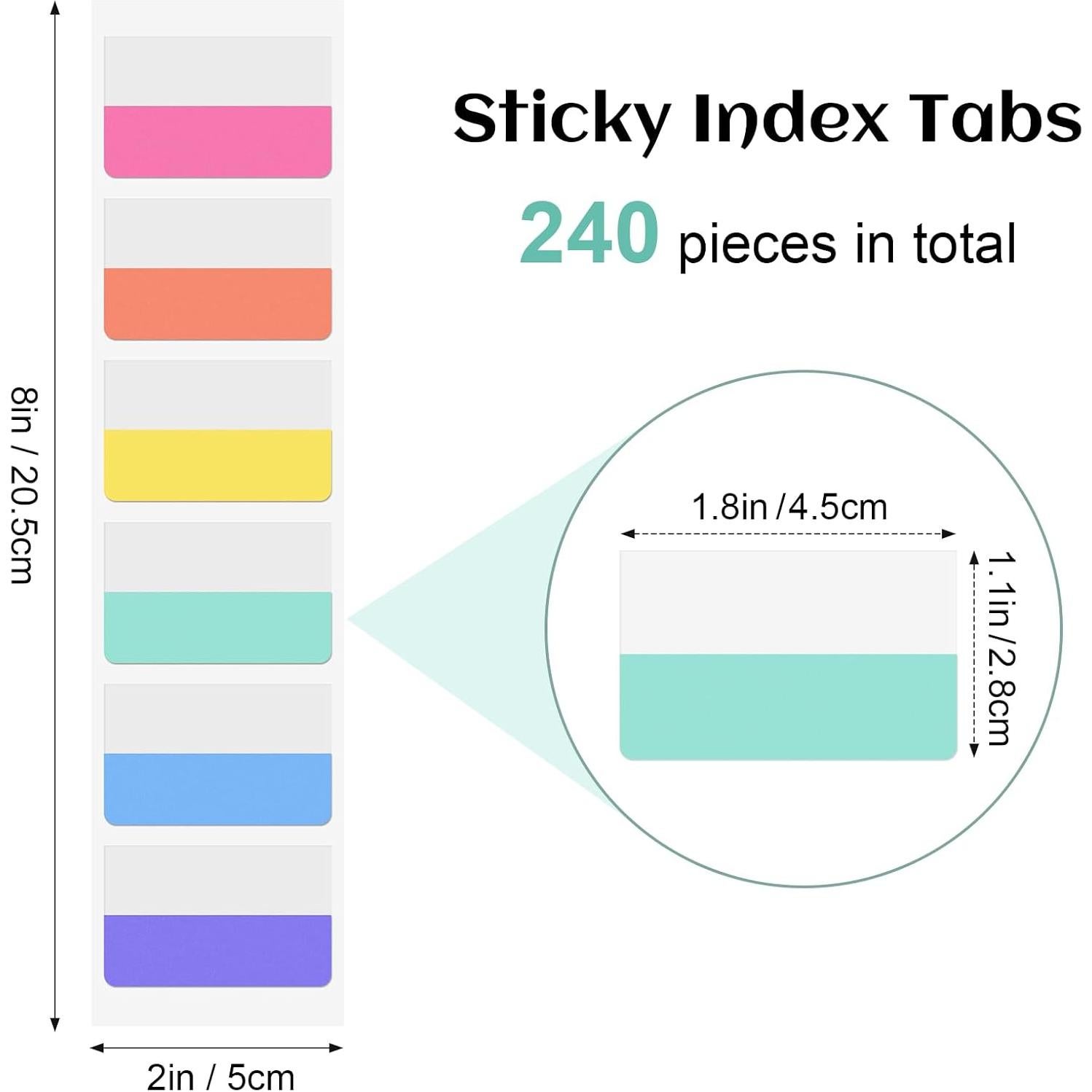 240 Pestañas Adhesivas Imeepa, Marcadores de Página Reposicionables