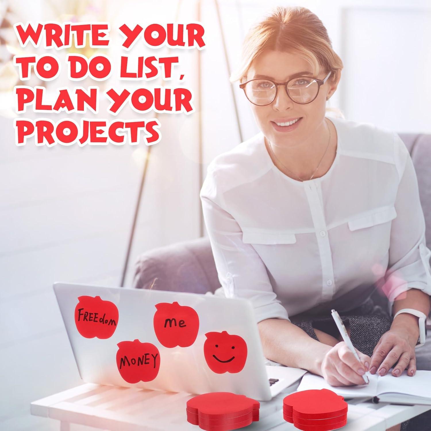 Notas Adhesivas en Forma de Manzana Kolldenn 48 Hojas Rojo