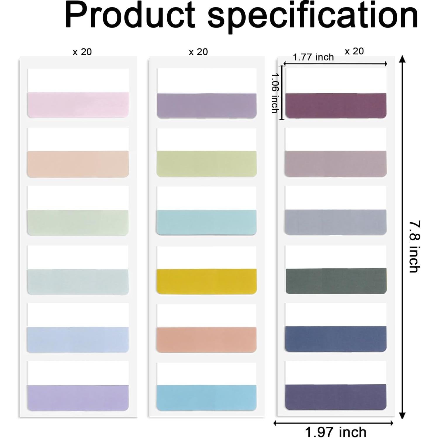 Pestañas Adhesivas Potanro 360pcs 4.6cm Coloridas Reposicionables