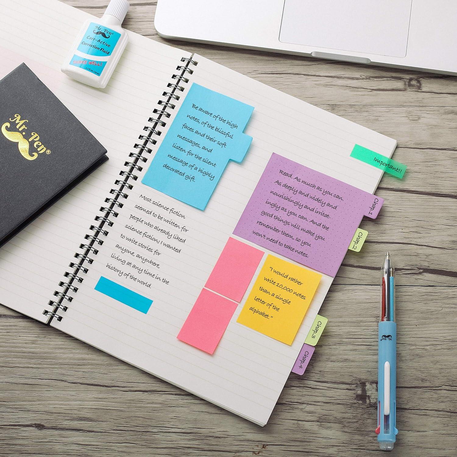 Juego de Notas Adhesivas Mr. Pen 410 Piezas Neón para Planificador