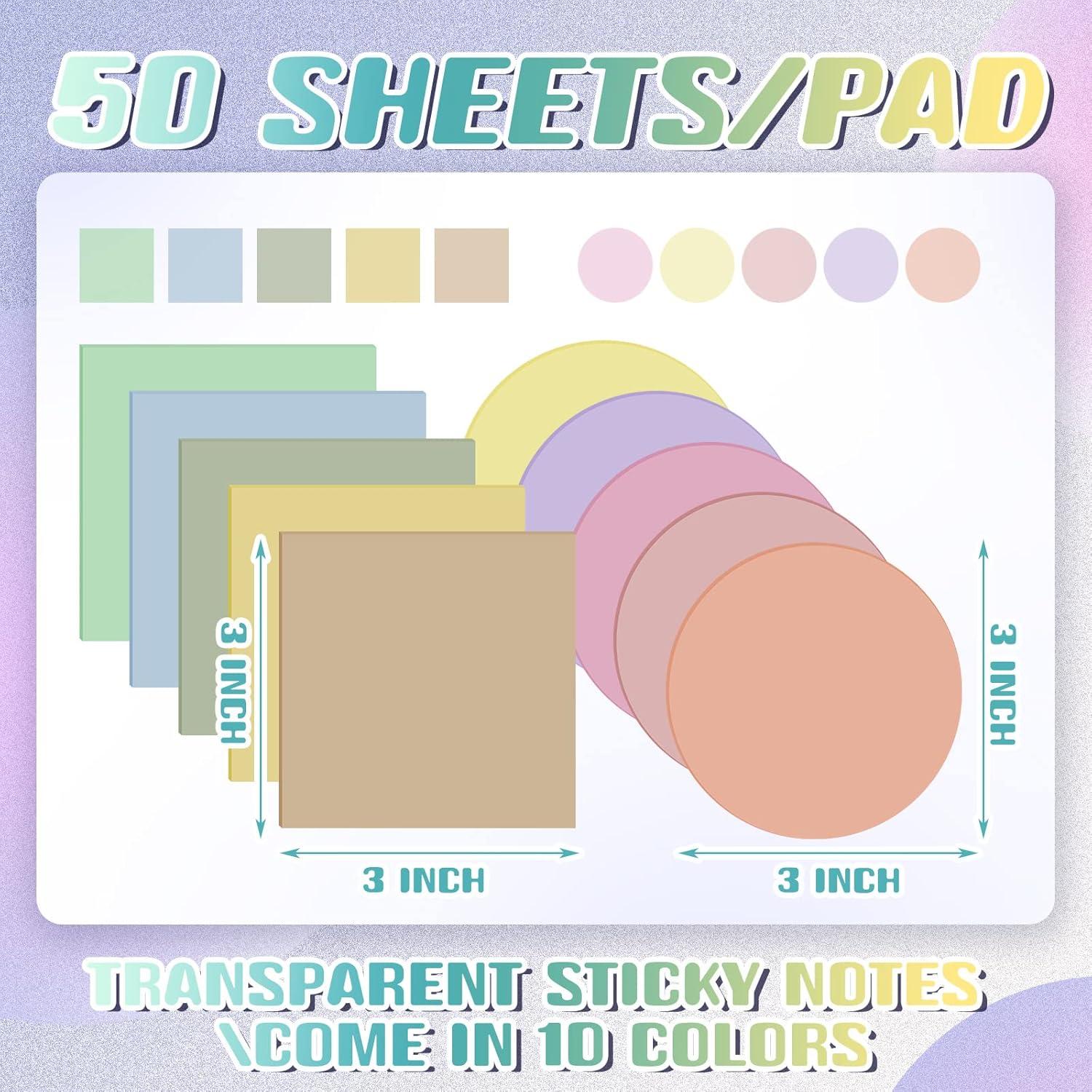 Notas Adhesivas Transparentes Jetec 10 Paquetes 500 Hojas 7.6x7.6cm