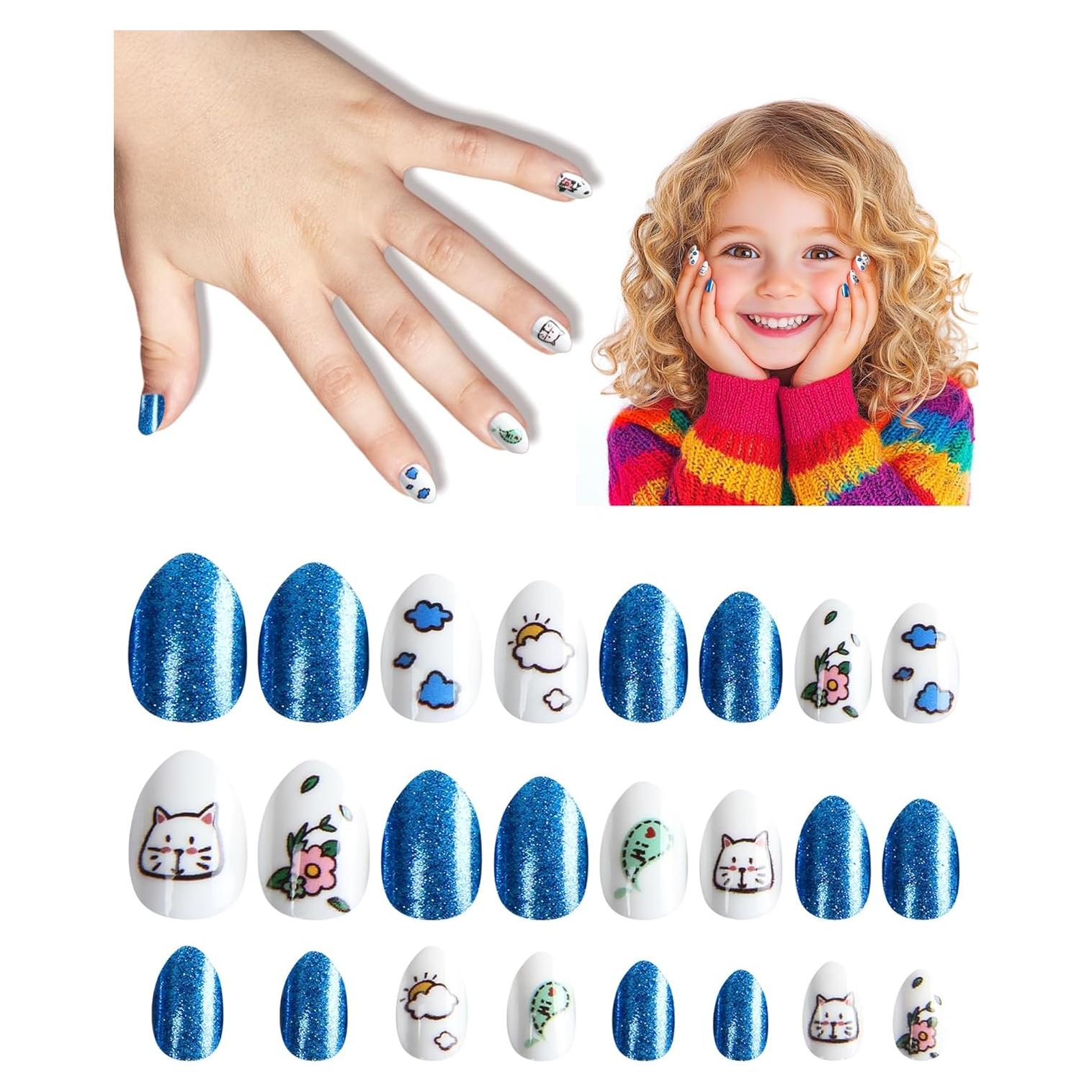 Kit de Uñas Postizas DSVANAY para Niños - 24 Uñas Cortas