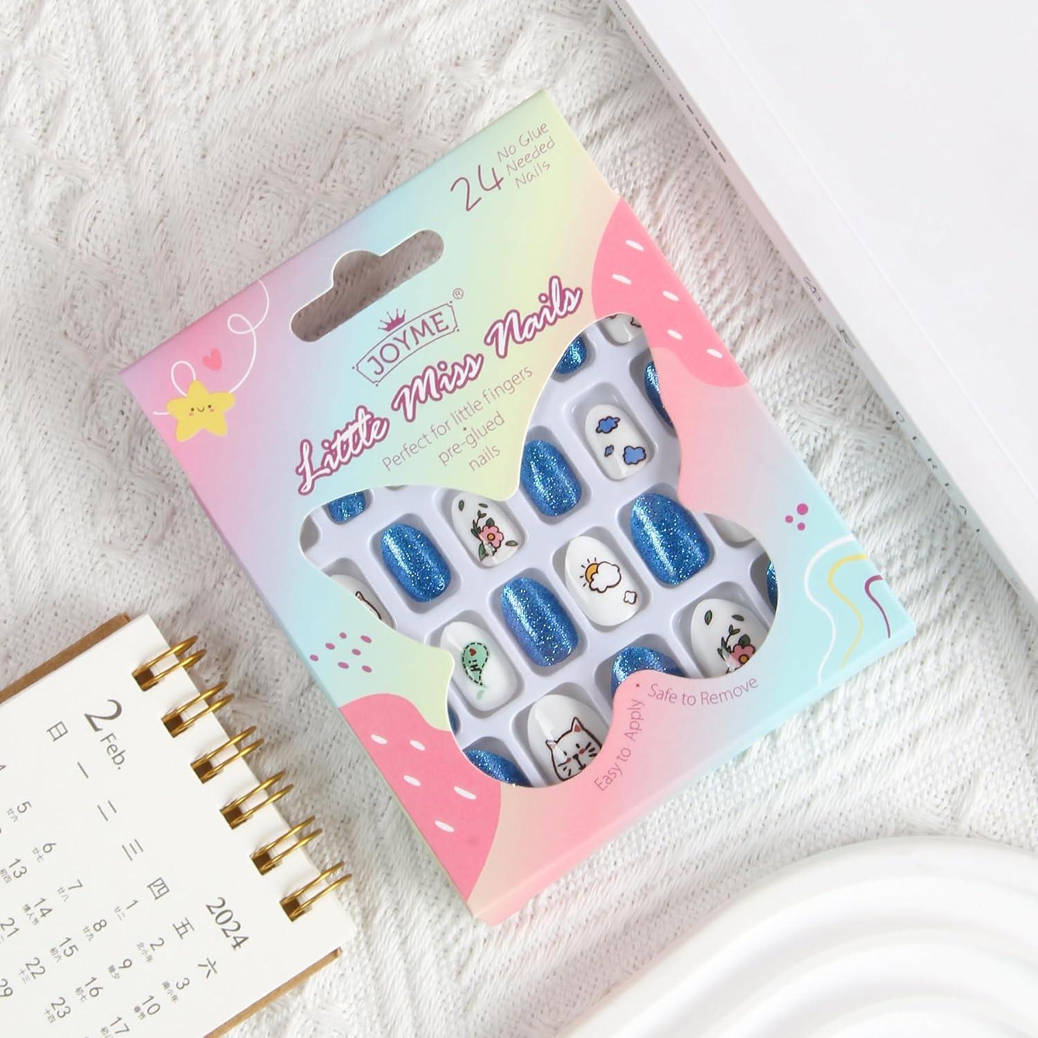 Kit de Uñas Postizas DSVANAY para Niños - 24 Uñas Cortas