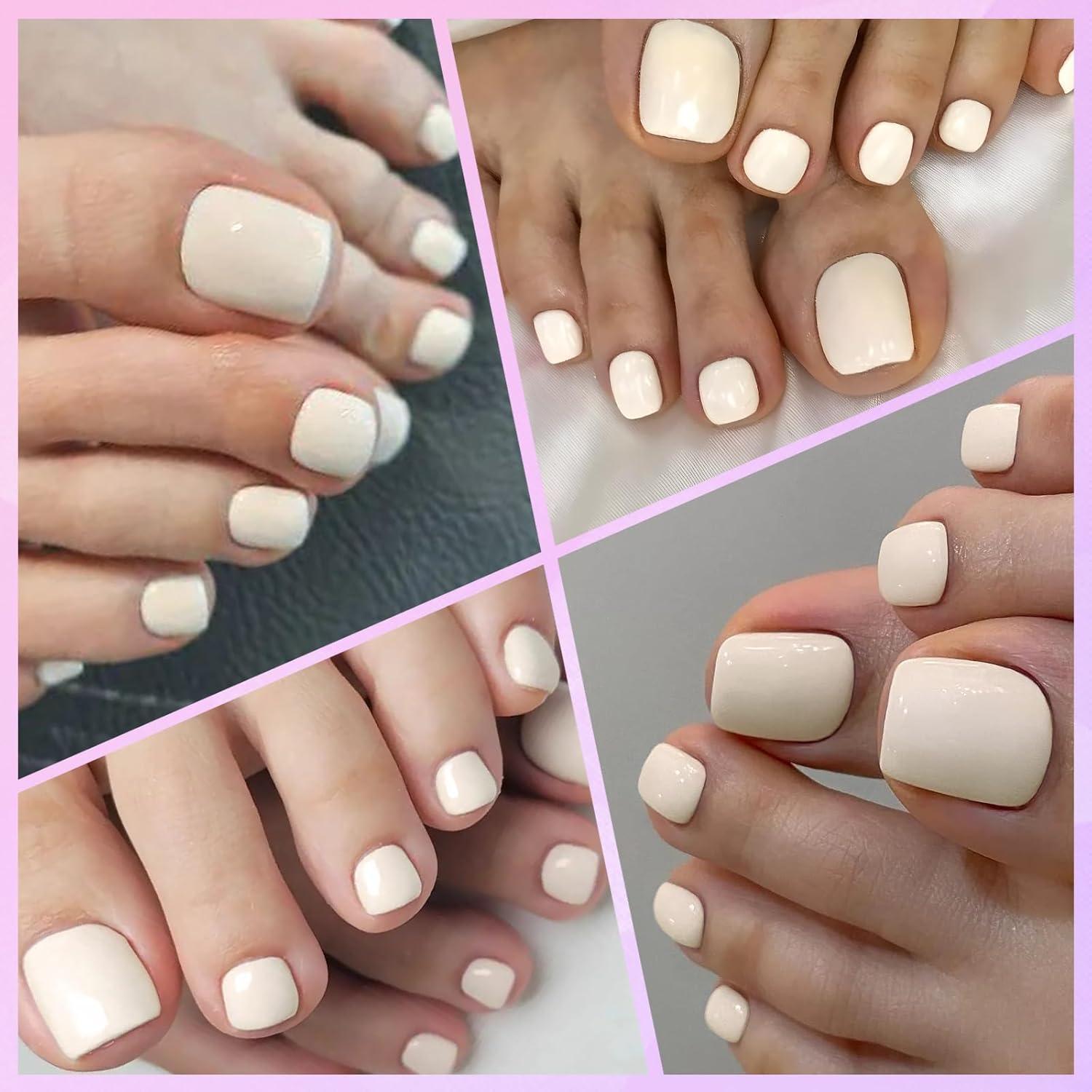 240 Uñas Postizas Cortas para Dedos de los Pies Lifextol - Blancas