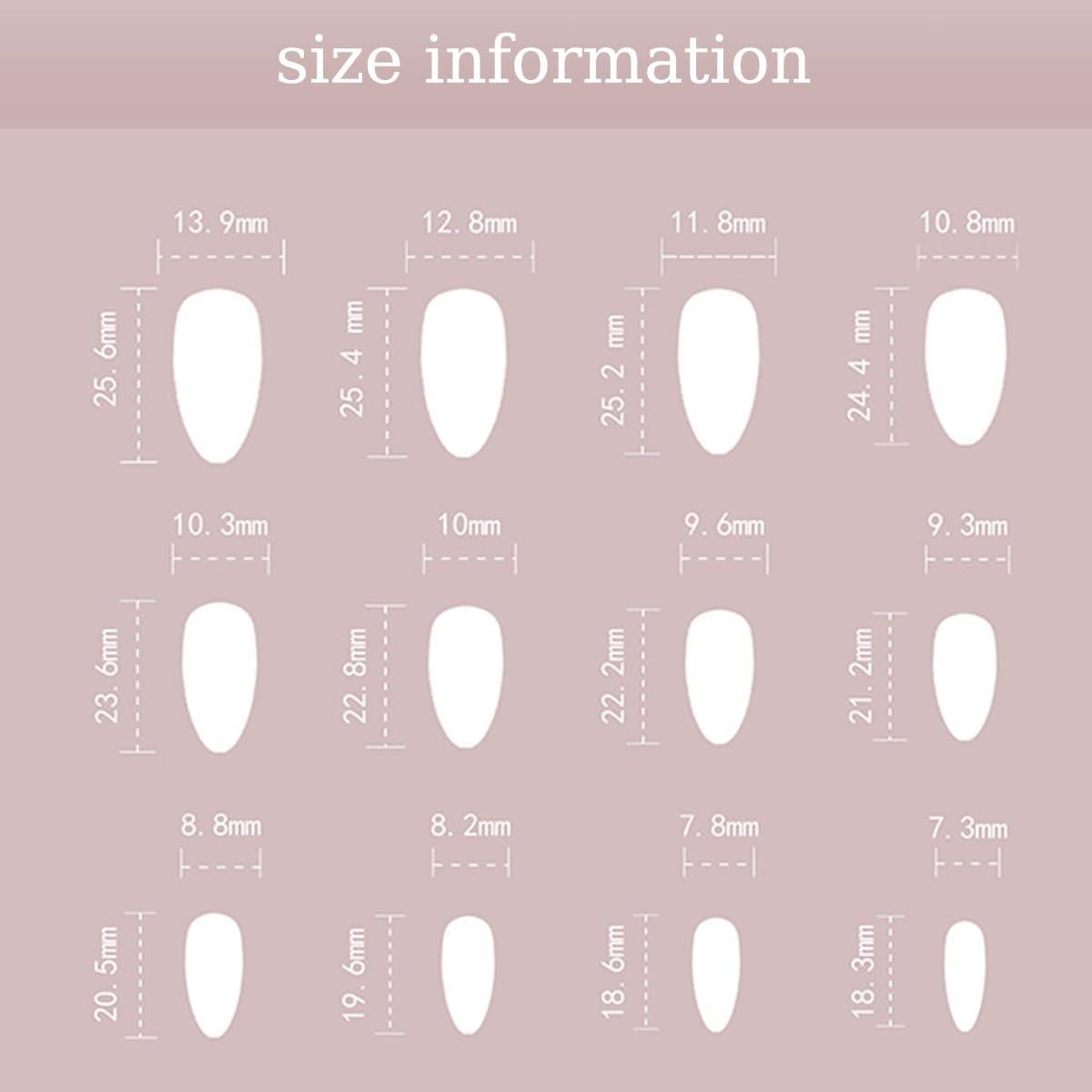 24 Uñas Postizas Almendra OSTTMA con Punta Francesa Roja