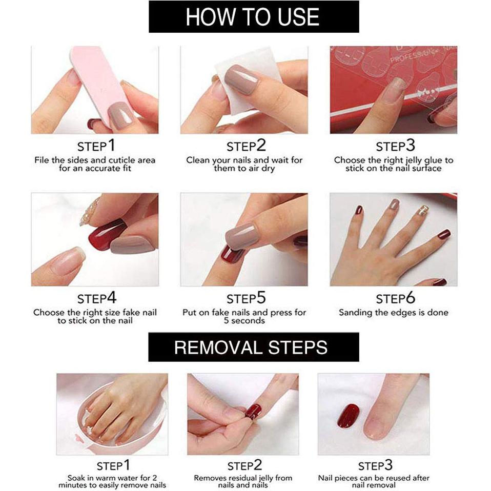 Luxury Long Square False Nails Crystal Gem Design Tips Nails Nude French Press on Nails Acrylic Full Cover Fake Nails for Women and Girls 24PCS