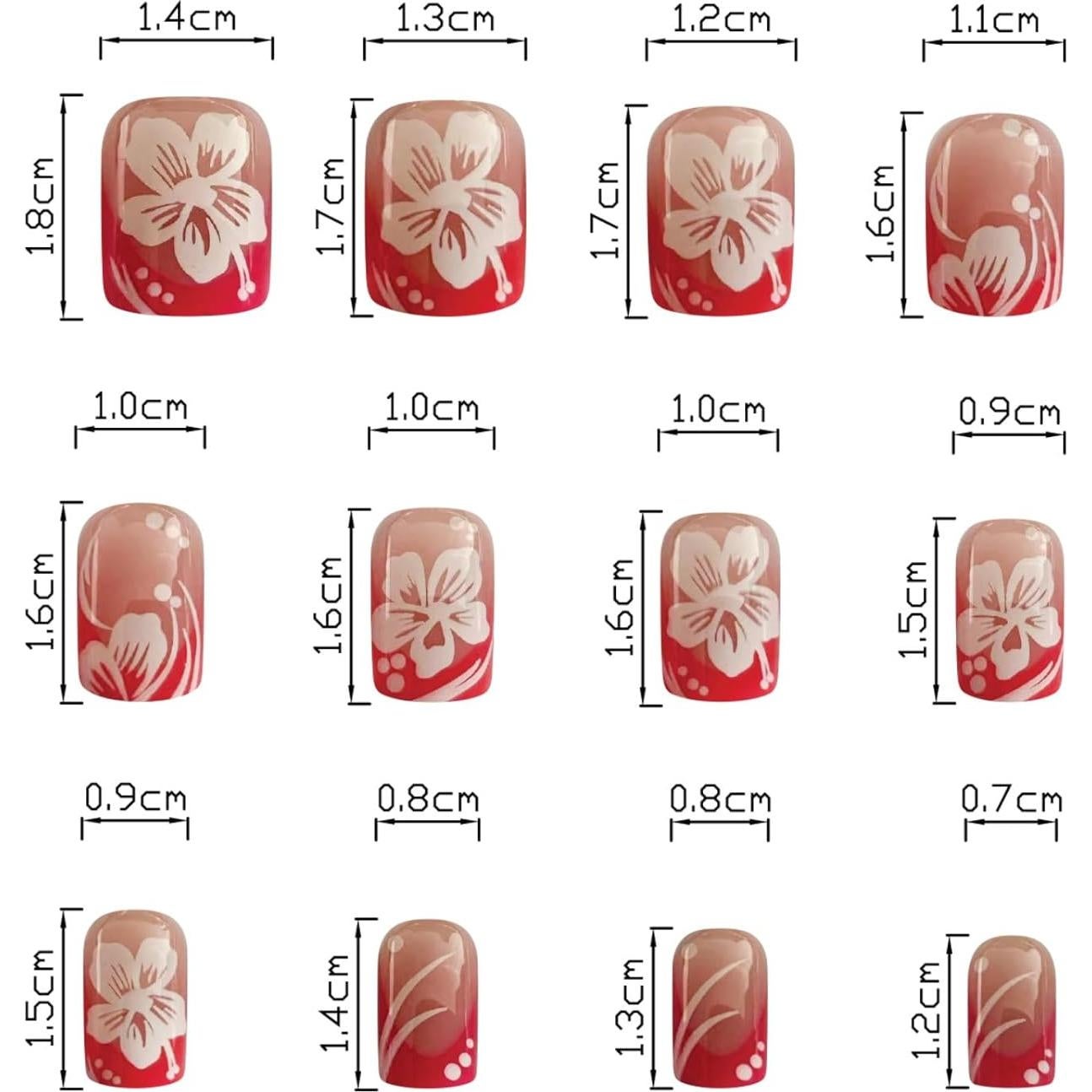 24 Uñas Postizas Francesas Cortas Cuadradas WLGDLH Rosa Blanca