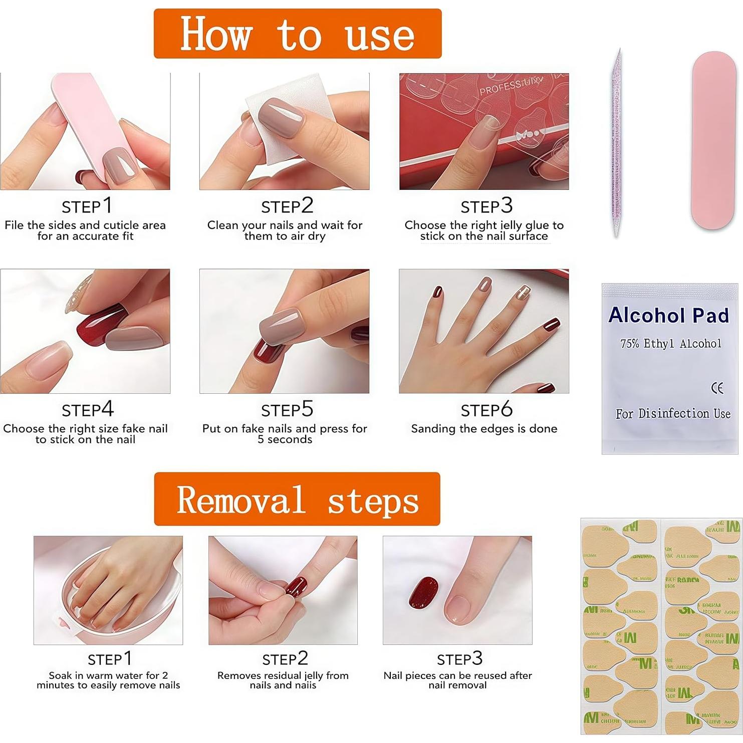 Uñas Postizas Florales Almendra SHIQIXIANNV 24 Piezas