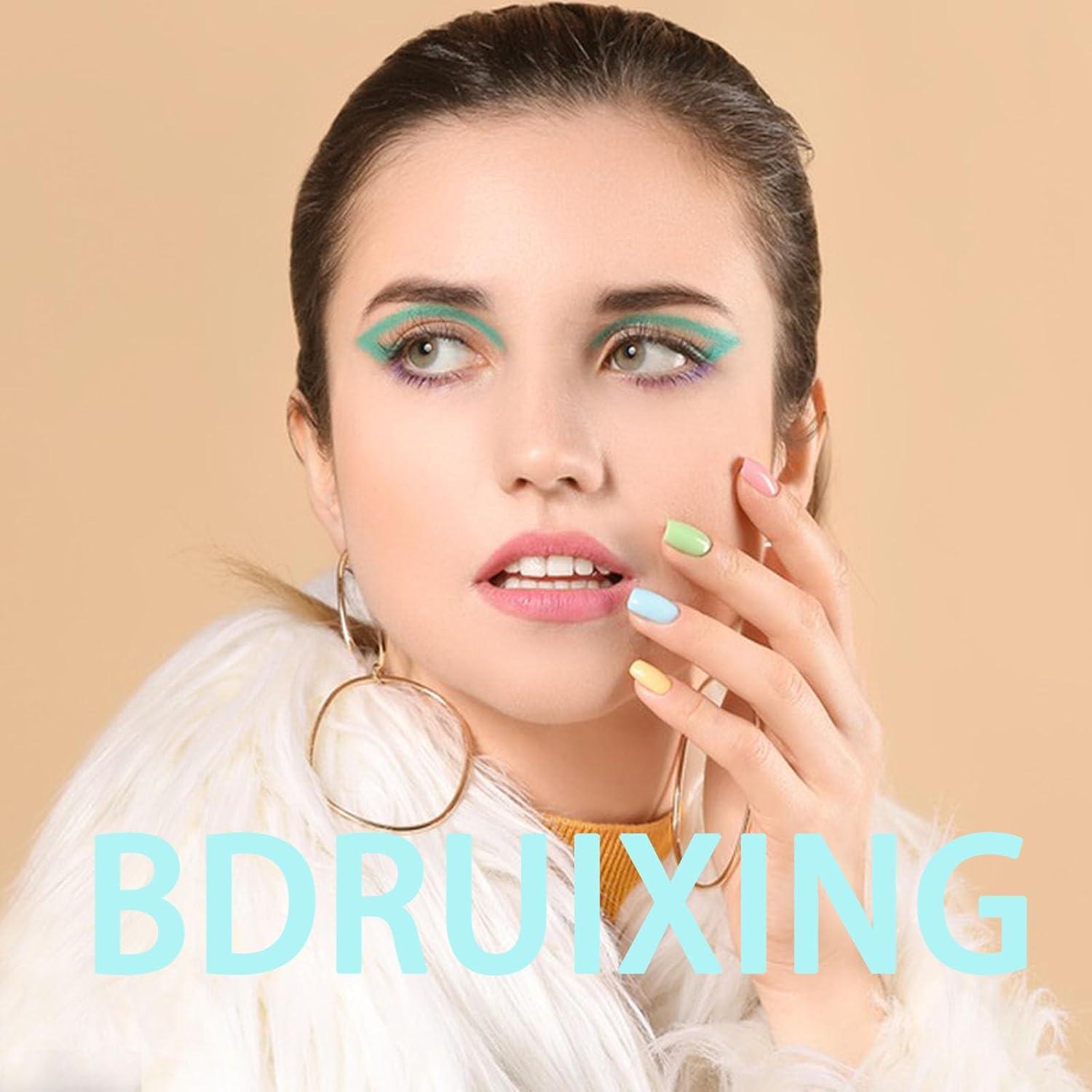 Uñas Postizas Cortas Almendra BDRUIXING Sólido Púrpura 30 Pcs