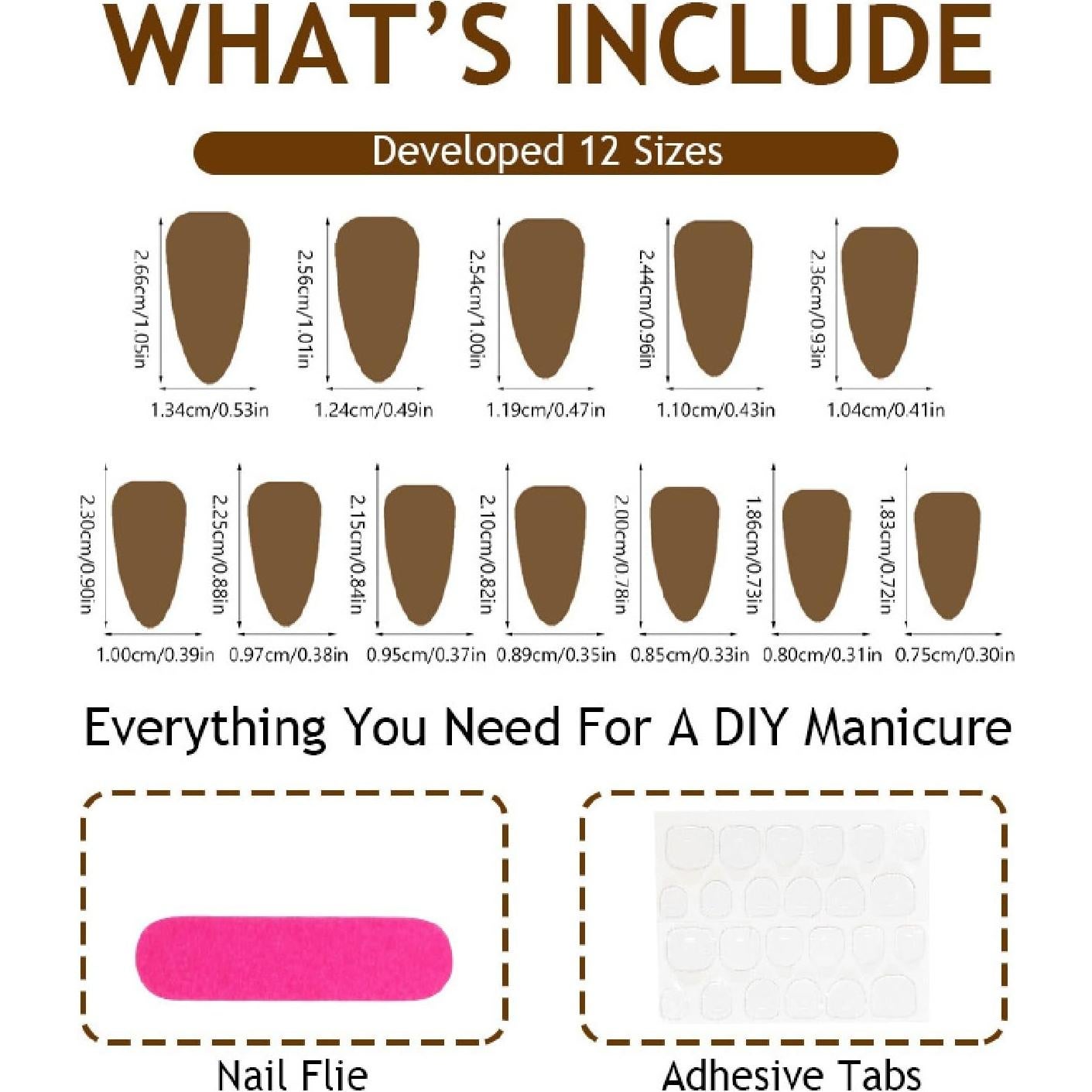 Uñas Postizas Almendra Mediana YOLEZI 24 Pcs Diseño Floral