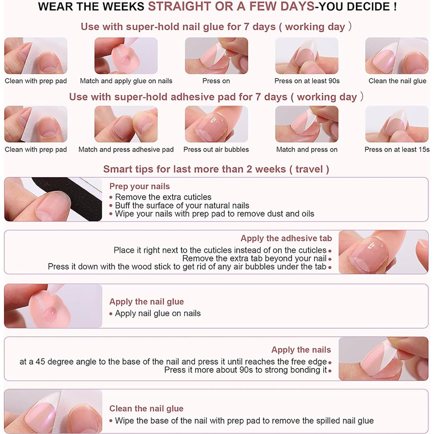 24 Uñas Postizas Cortas Cuadradas RTKHFZE con Diseño Floral