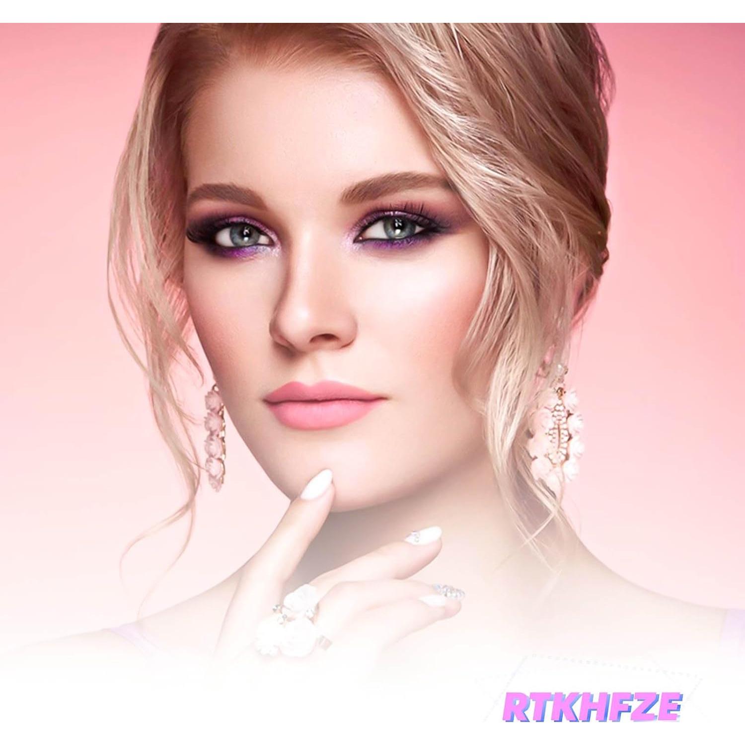 24 Uñas Postizas Cortas Cuadradas RTKHFZE con Diseño Floral