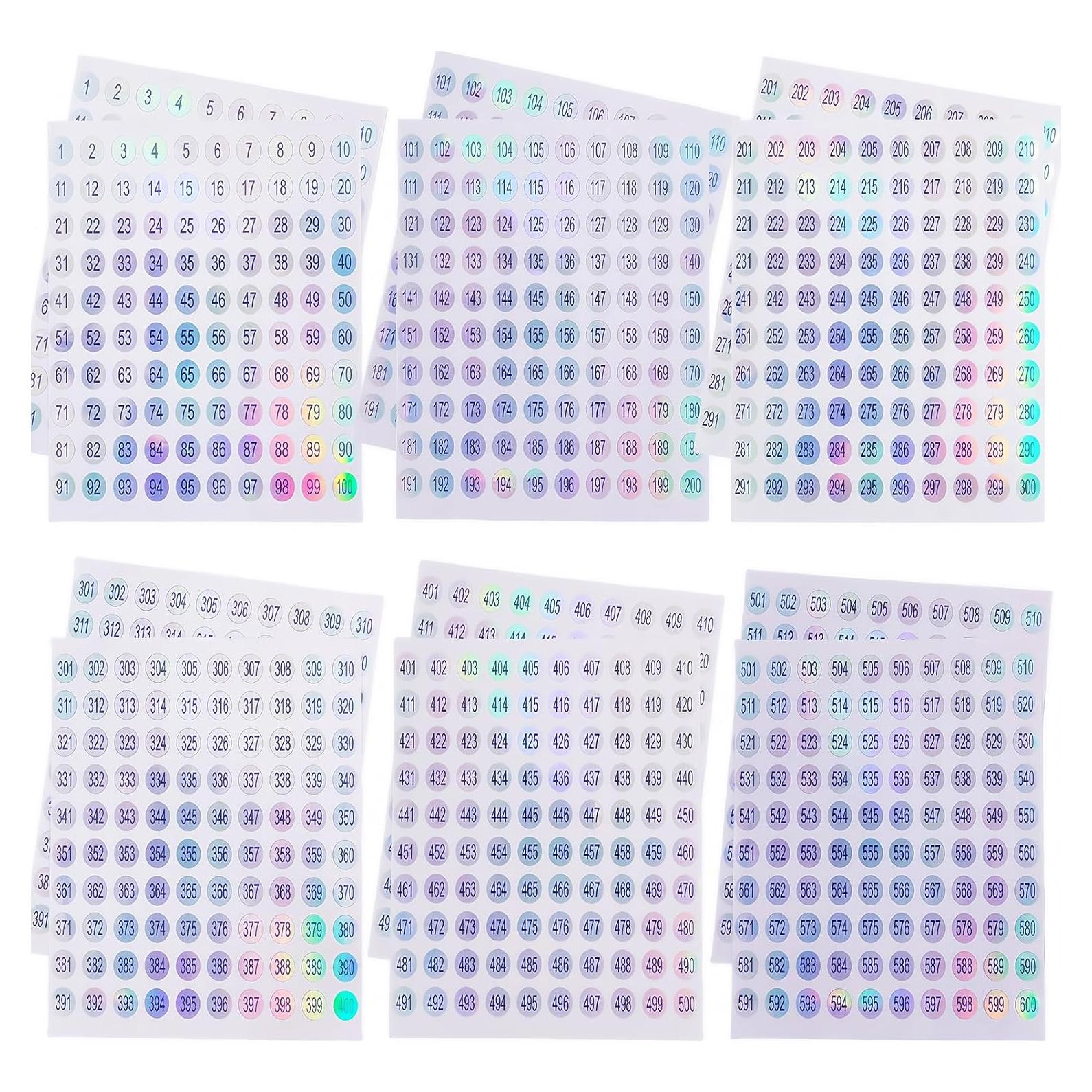 Conjunto de Etiquetas Numéricas Holográficas URGINO 1-600