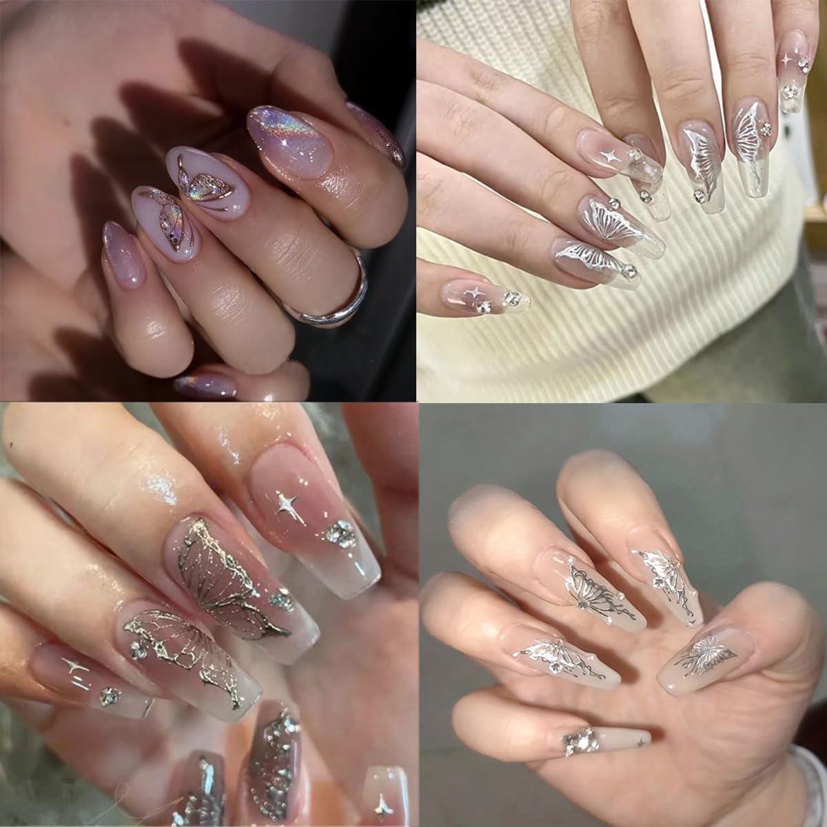 Calcomanías de Uñas 3D ZRZETREB Mariposa Holográfica 8 Hojas