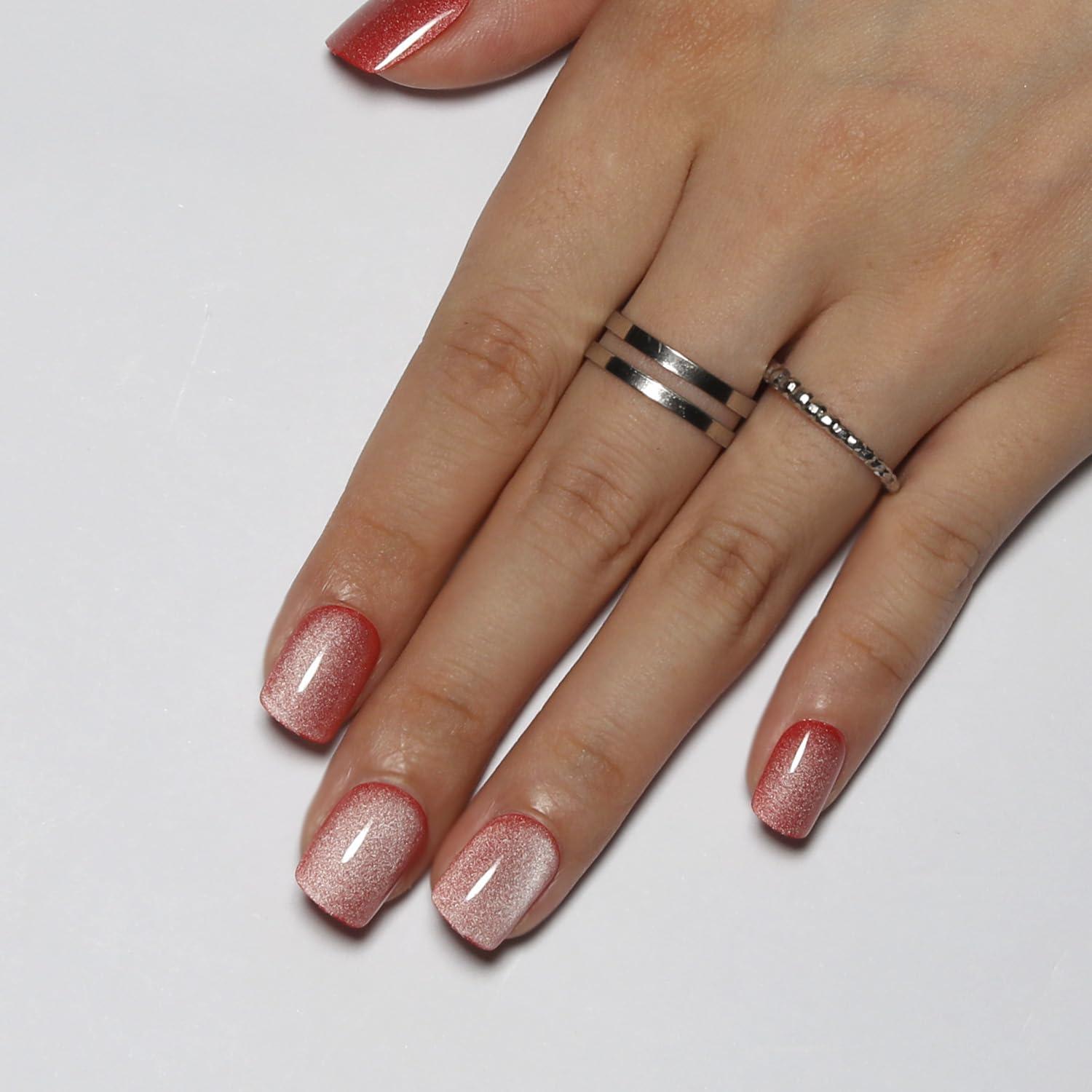 Uñas Postizas Cortas Stbisen Jelly Rouge Efecto Gradiente