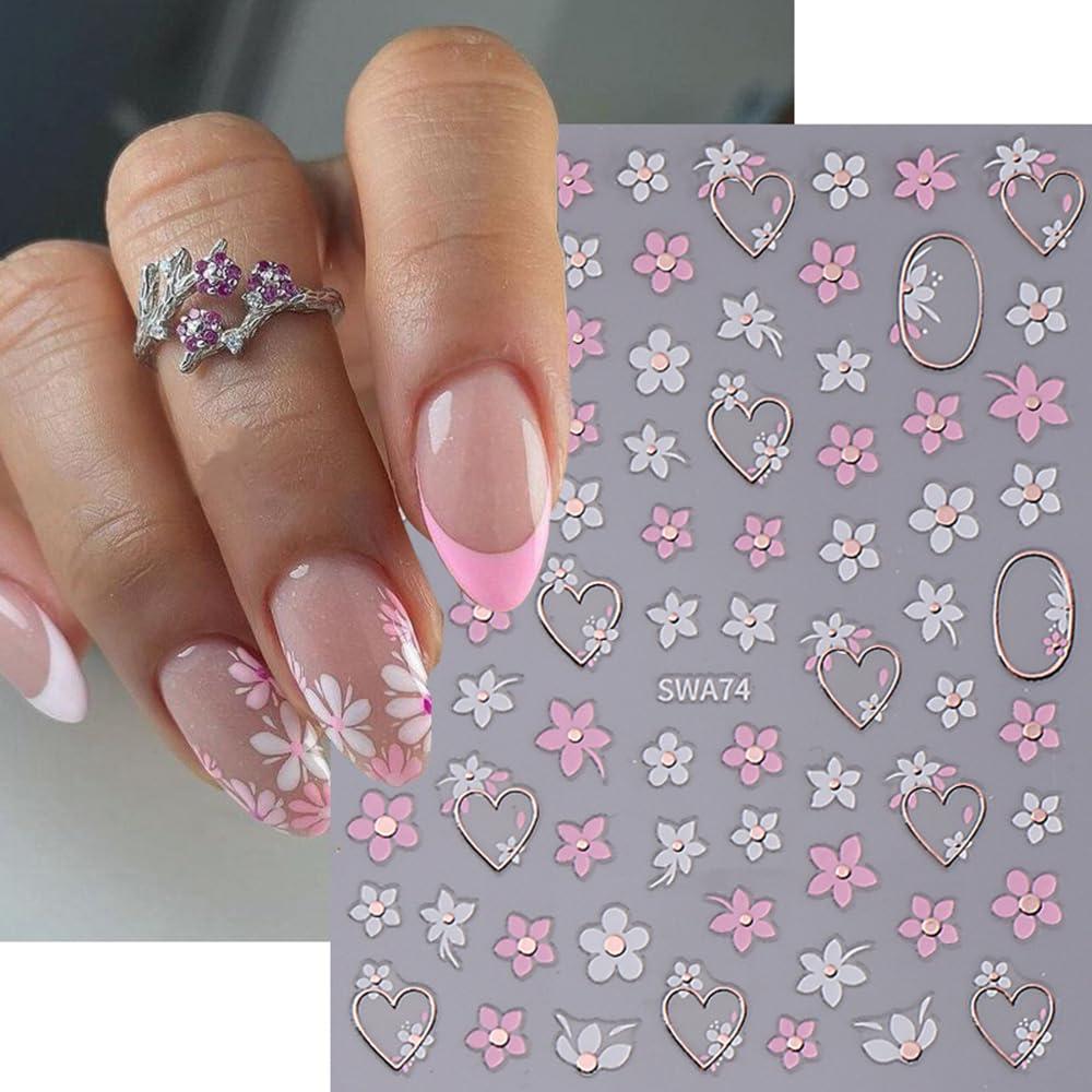 6 Hojas Calcomanías de Uñas Flores 3D LPOODDNU