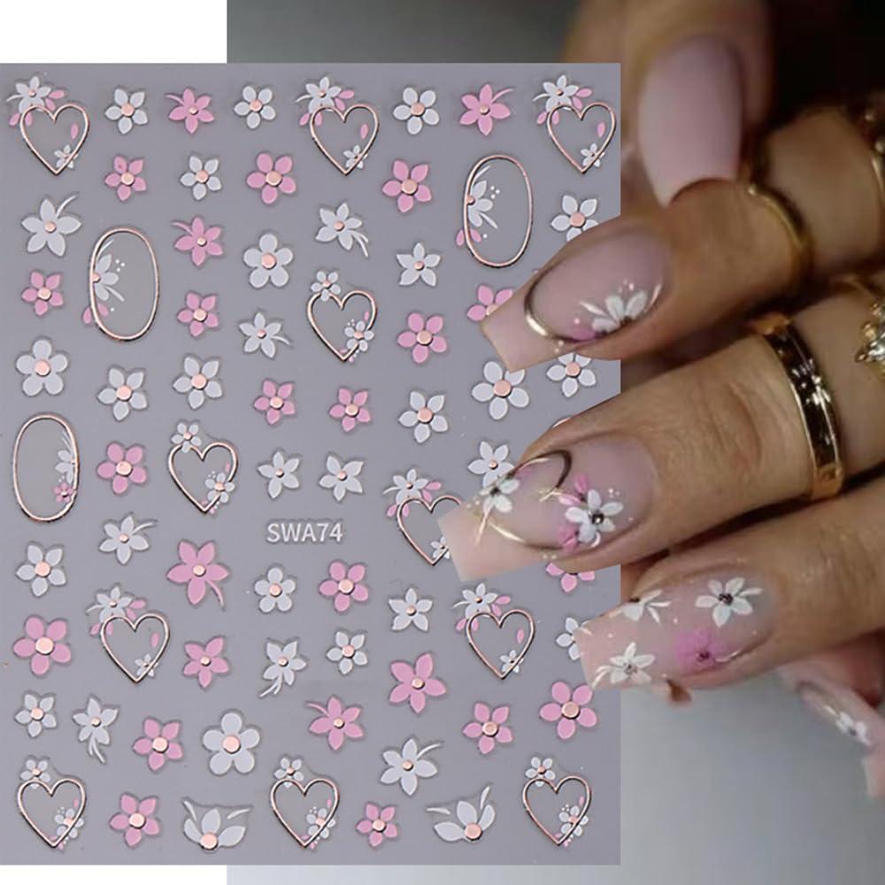 6 Hojas Calcomanías de Uñas Flores 3D LPOODDNU