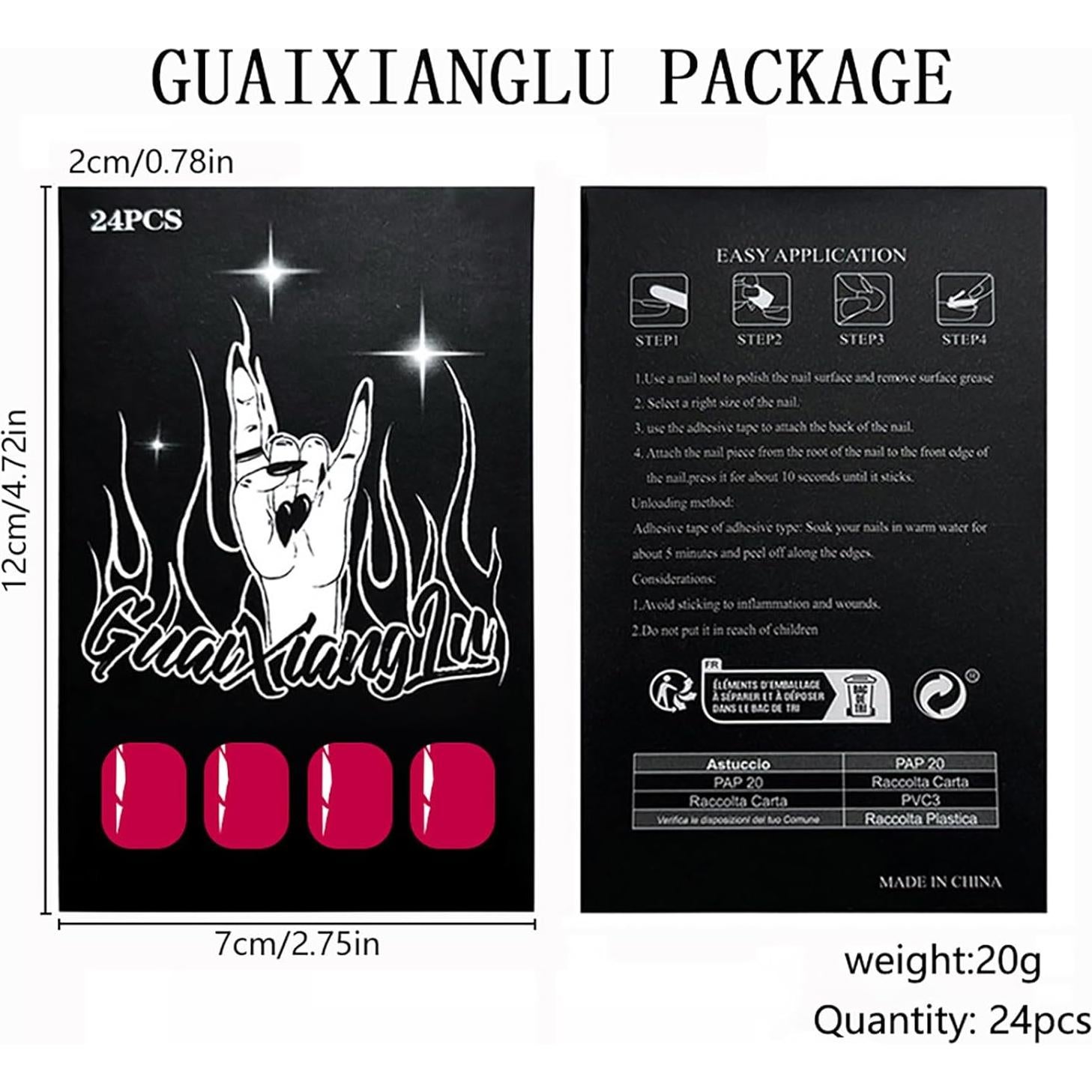 Uñas Postizas Rojas Vino Cortas Cuadradas 24 Pcs MMNHJHUT