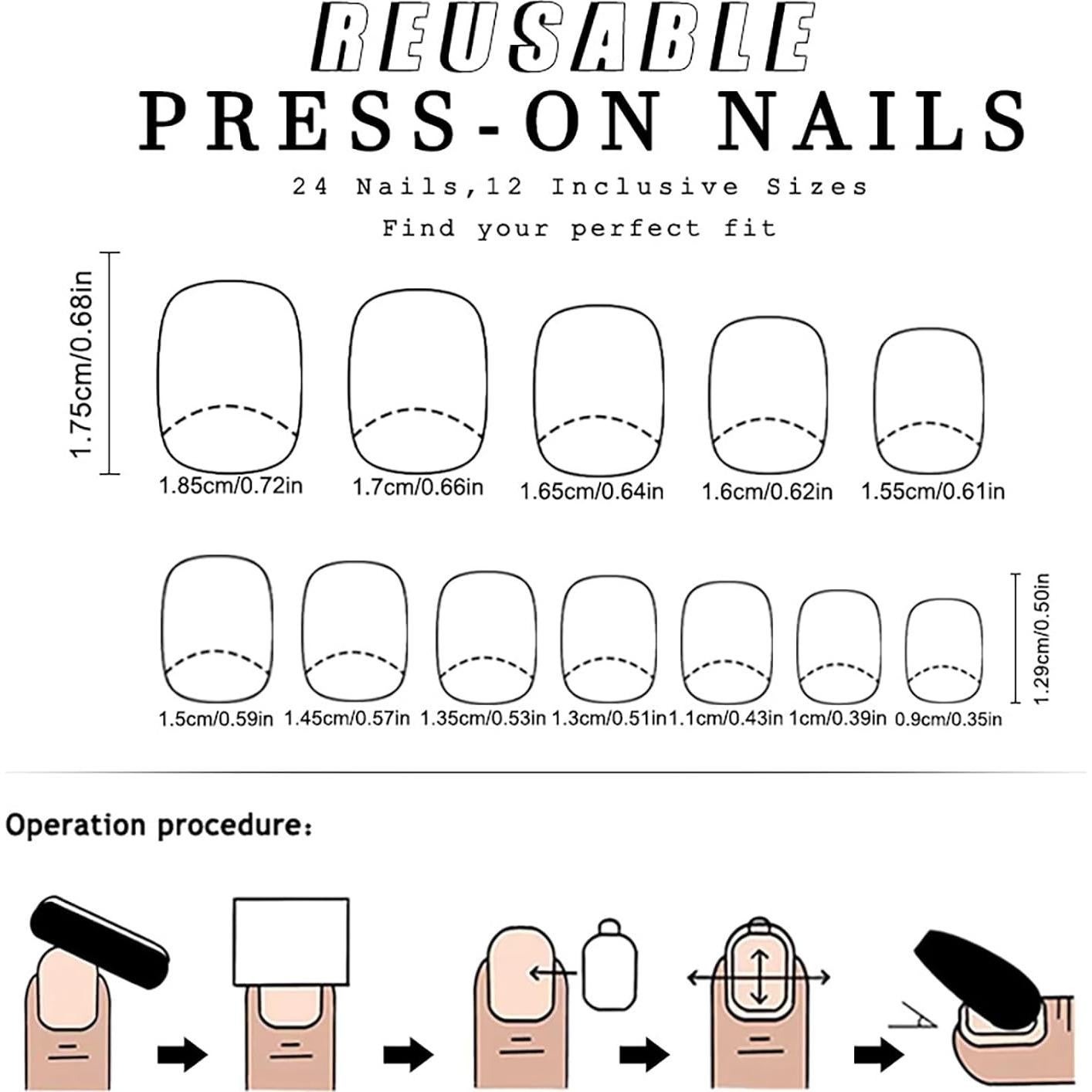 Uñas Postizas Rojas Vino Cortas Cuadradas 24 Pcs MMNHJHUT