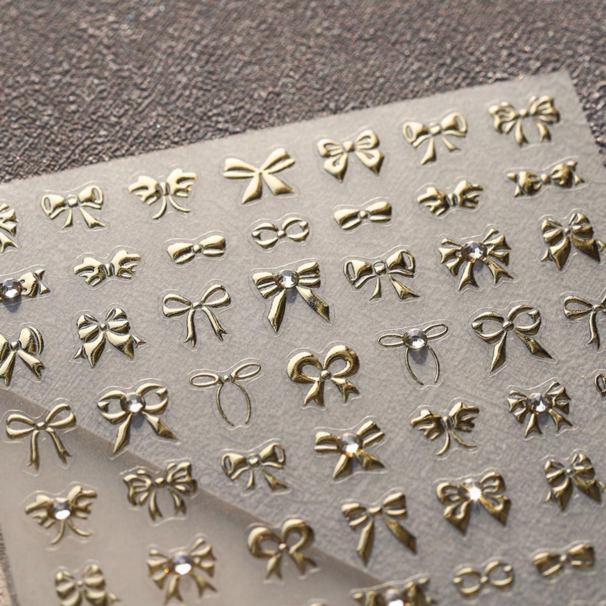 Calcomanías de Uñas 3D Lazo Dorado HPYFOI - 1 Hoja