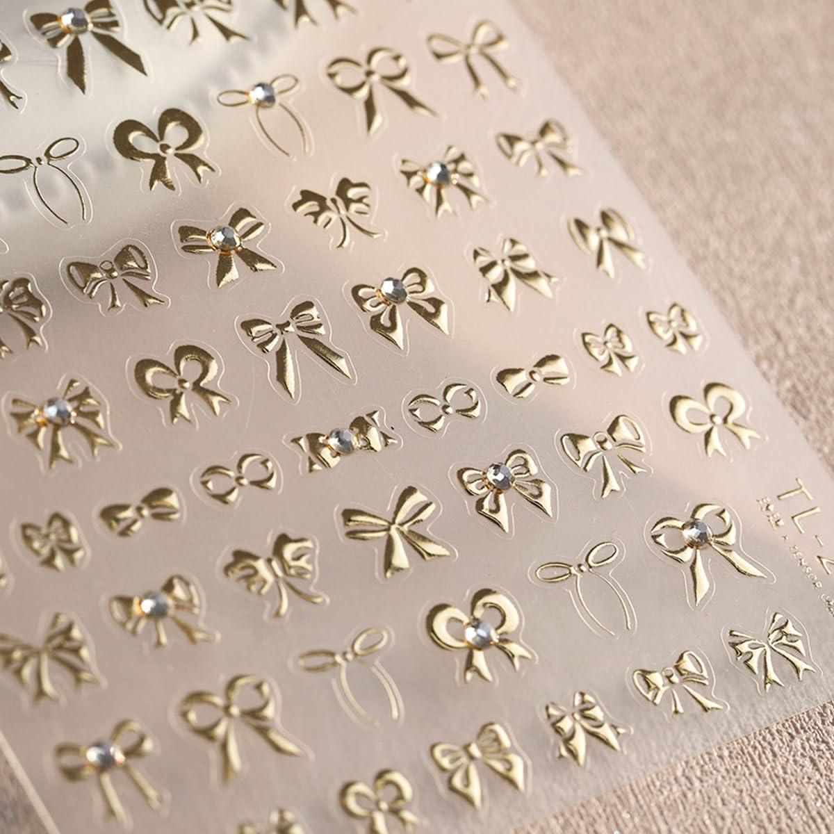 Calcomanías de Uñas 3D Lazo Dorado HPYFOI - 1 Hoja