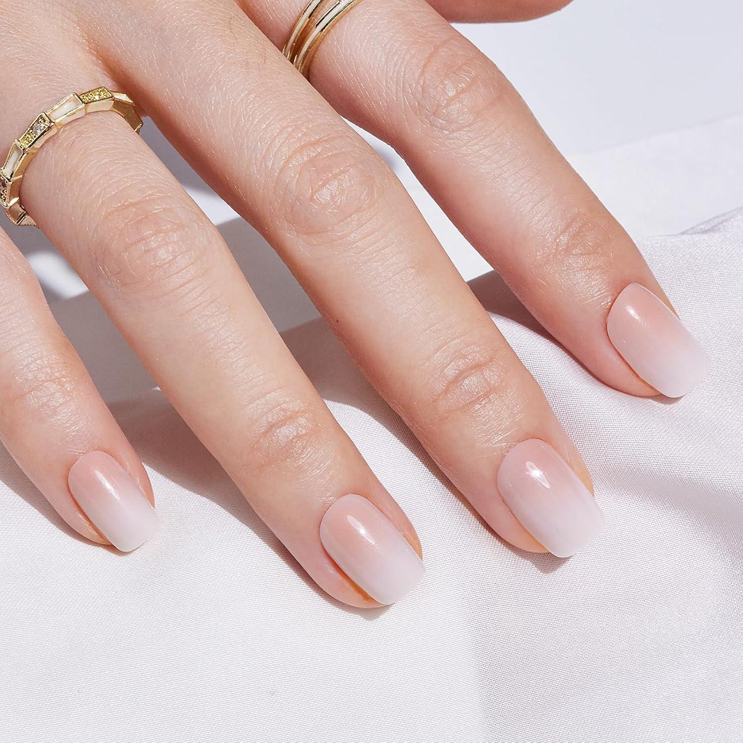 Uñas Postizas Ombre Cuadradas Cortas Findigit - 32 Uñas de Gel