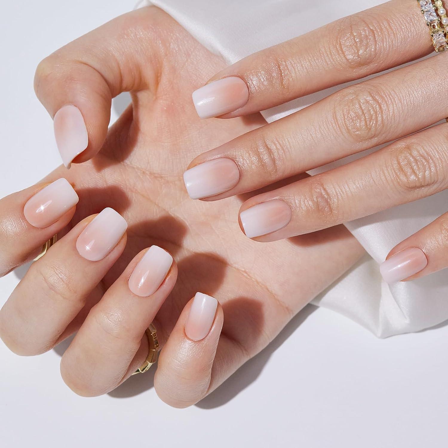 Uñas Postizas Ombre Cuadradas Cortas Findigit - 32 Uñas de Gel