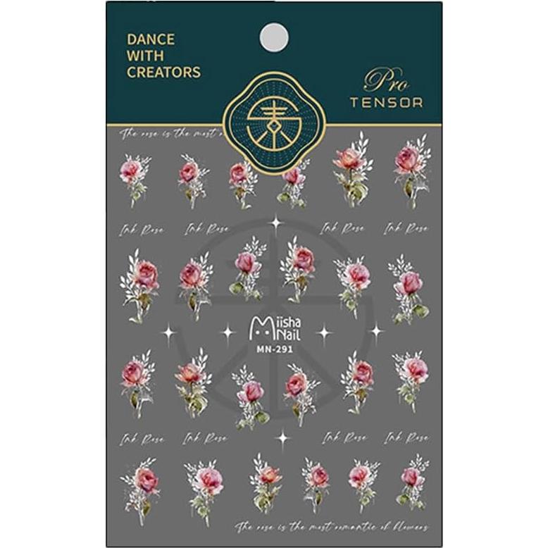 Calcomanías de Uñas 5D Geyakal Rosa Decoración Primavera