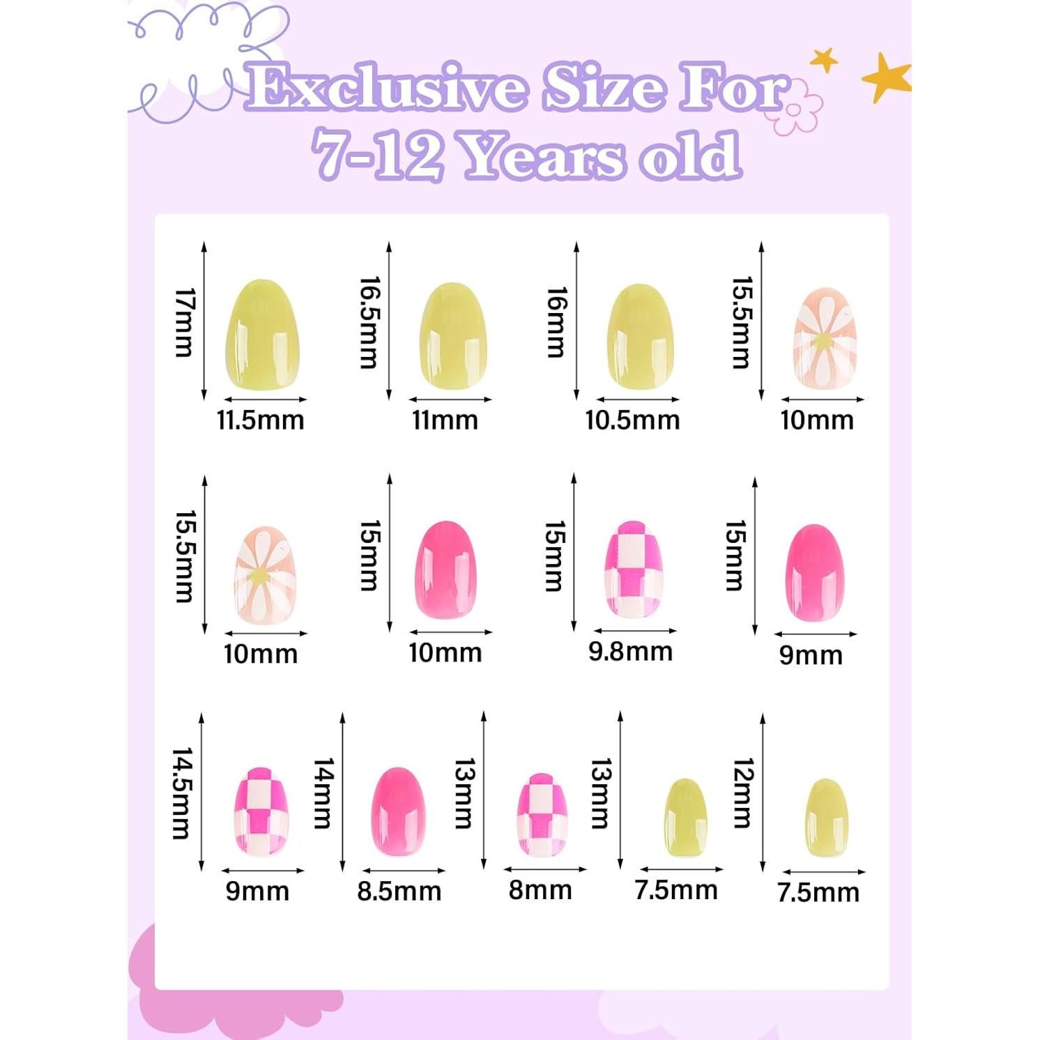 Set de Uñas Postizas para Niñas EBANKU - 78 Piezas con Pegamento