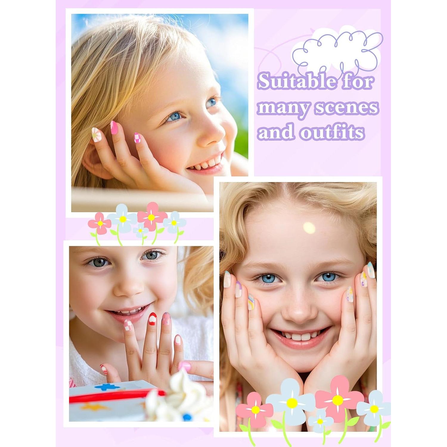 Set de Uñas Postizas para Niñas EBANKU - 78 Piezas con Pegamento