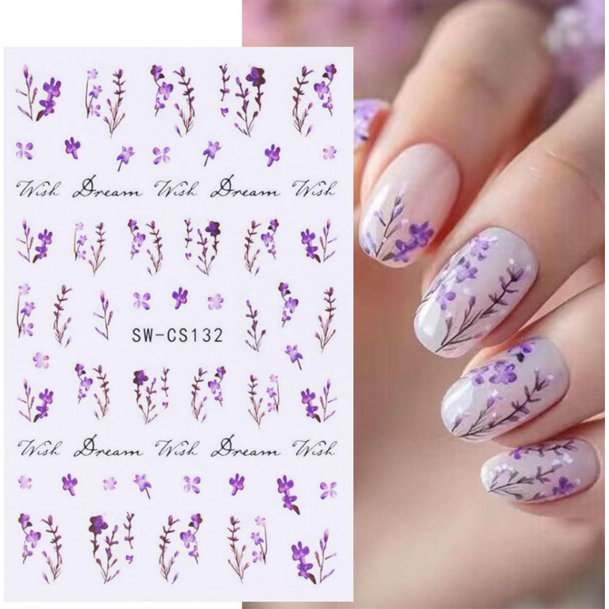 Calcomanías de Uñas 3D Autoadhesivas POWPOP 6PCS Flores Primavera