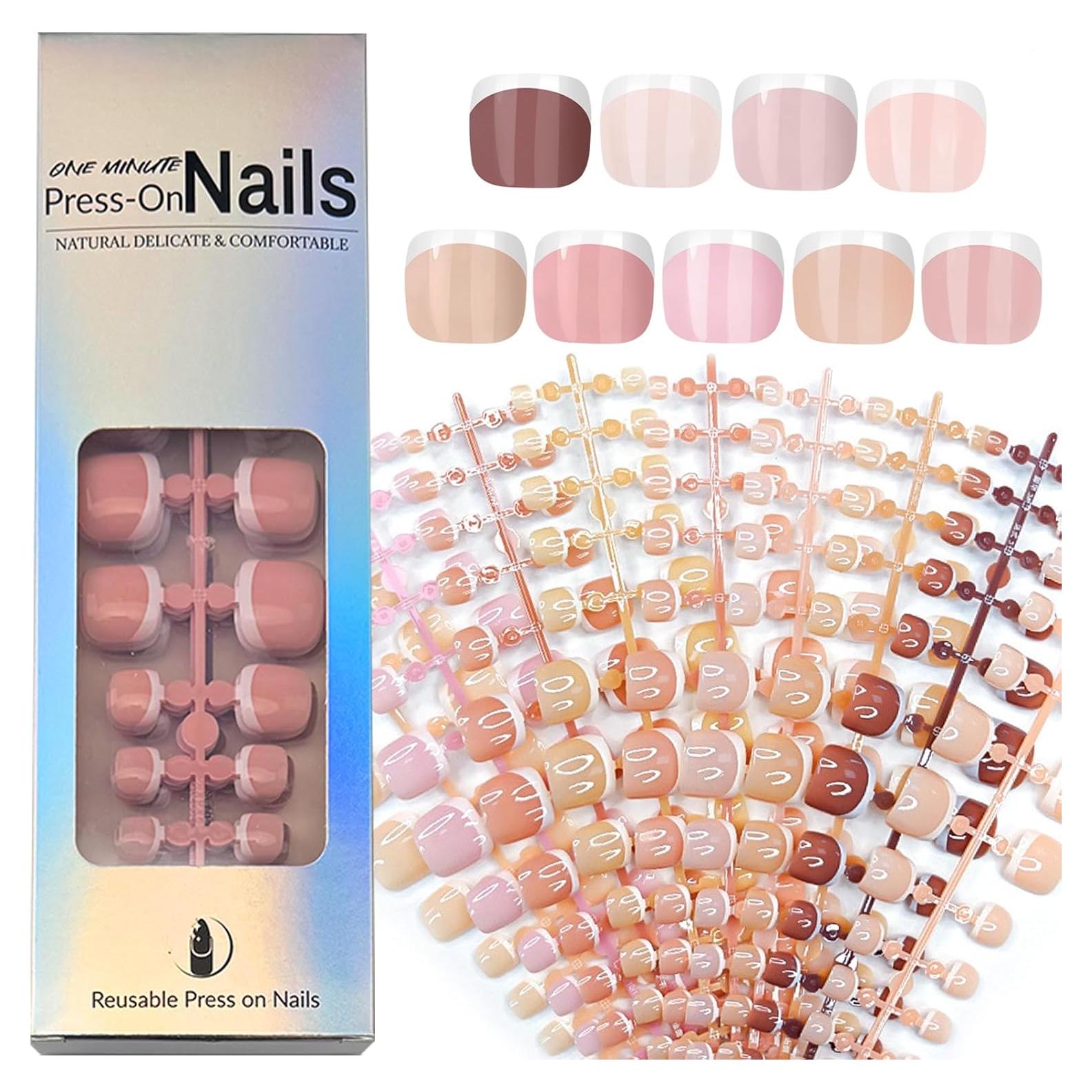 Kit de Uñas Postizas Cortas Cuadradas Puyokinm 216 Pcs