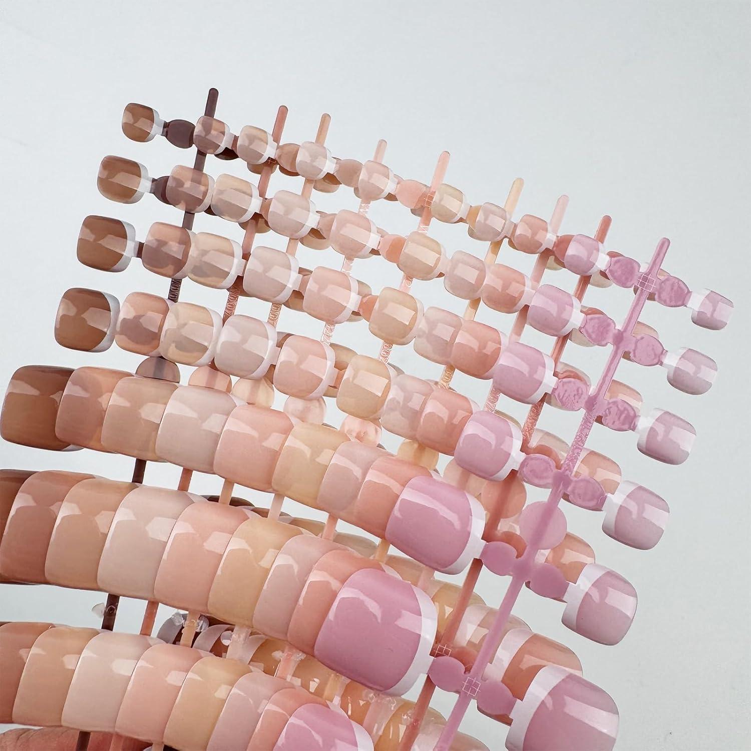 Kit de Uñas Postizas Cortas Cuadradas Puyokinm 216 Pcs